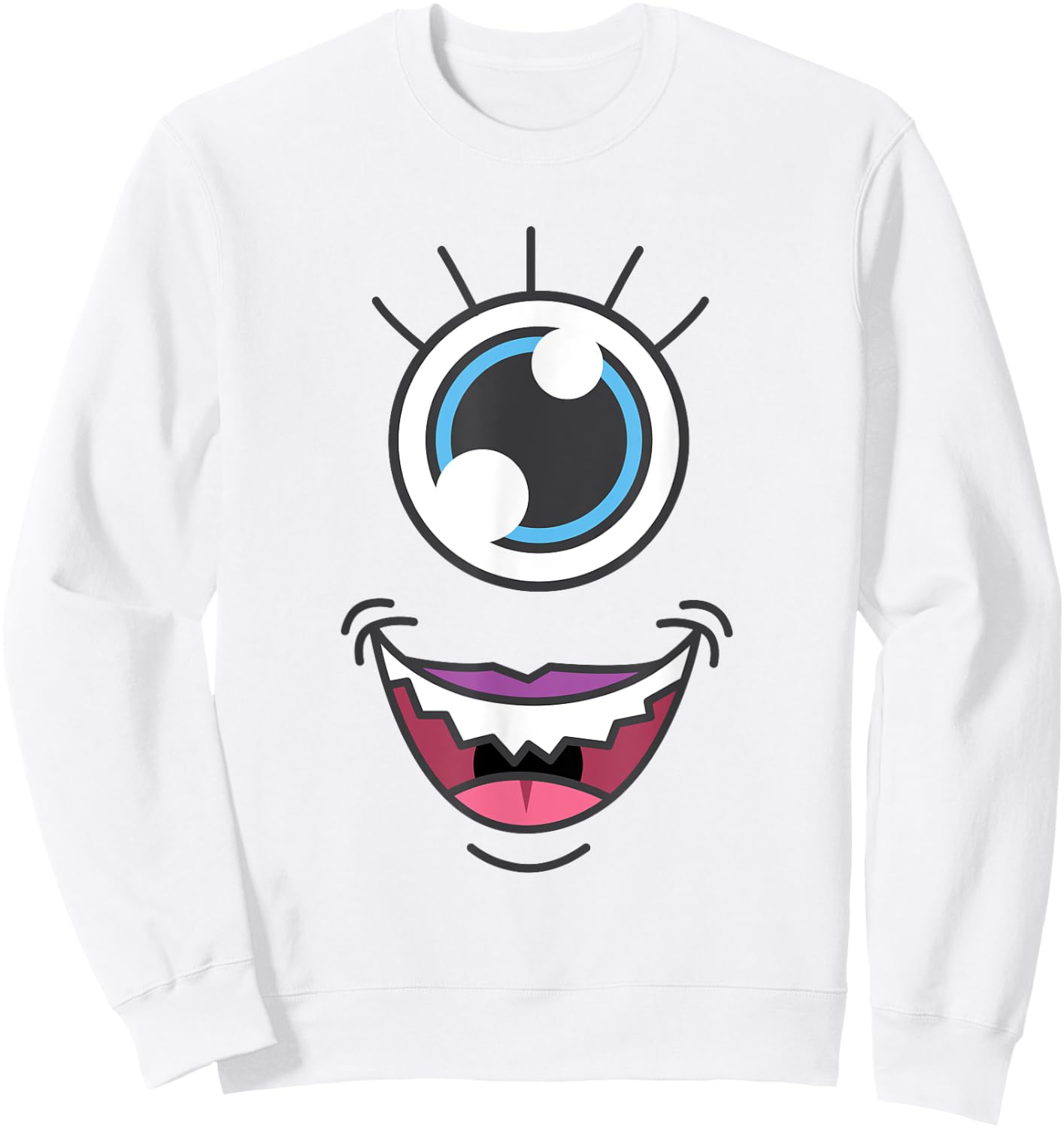 Funny Scary Monster Eyeball Face Halloween Sweatshirt - Sweatshirt | White