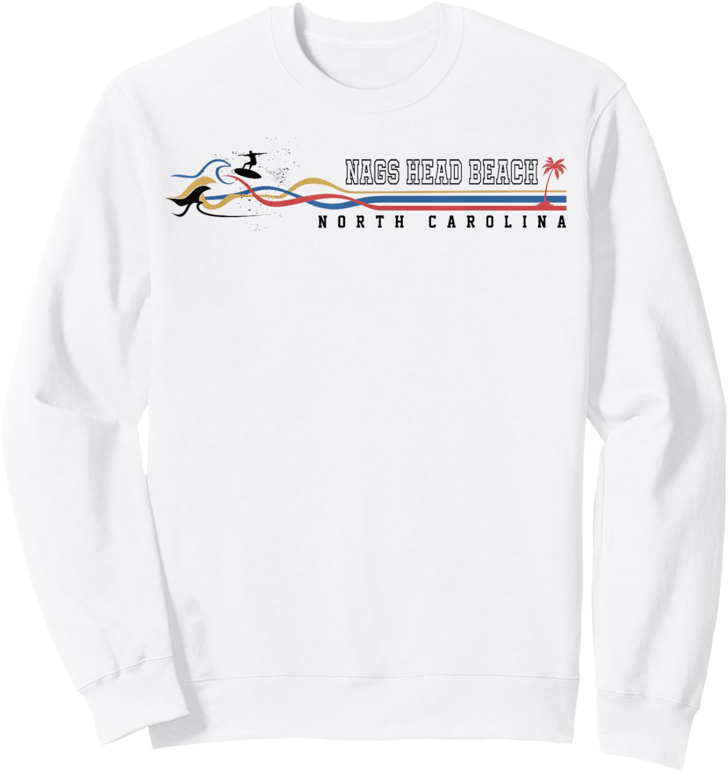 Nags Head Beach North Carolina Vintage Surfboarder Women Kids Sweatshirt - Sweatshirt | White