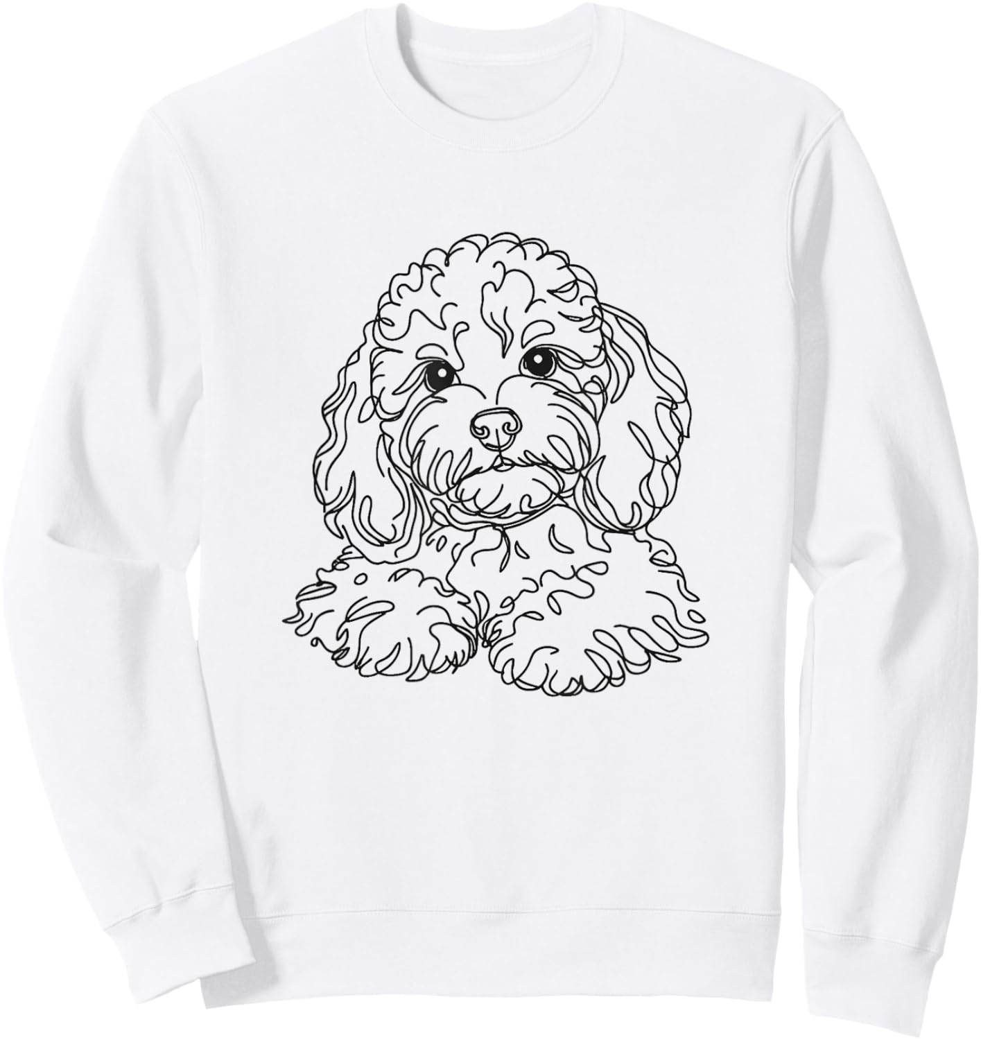 Cavapoo Dog Line Art Design Men Women Girls Kids Sweatshirt - Sweatshirt | White