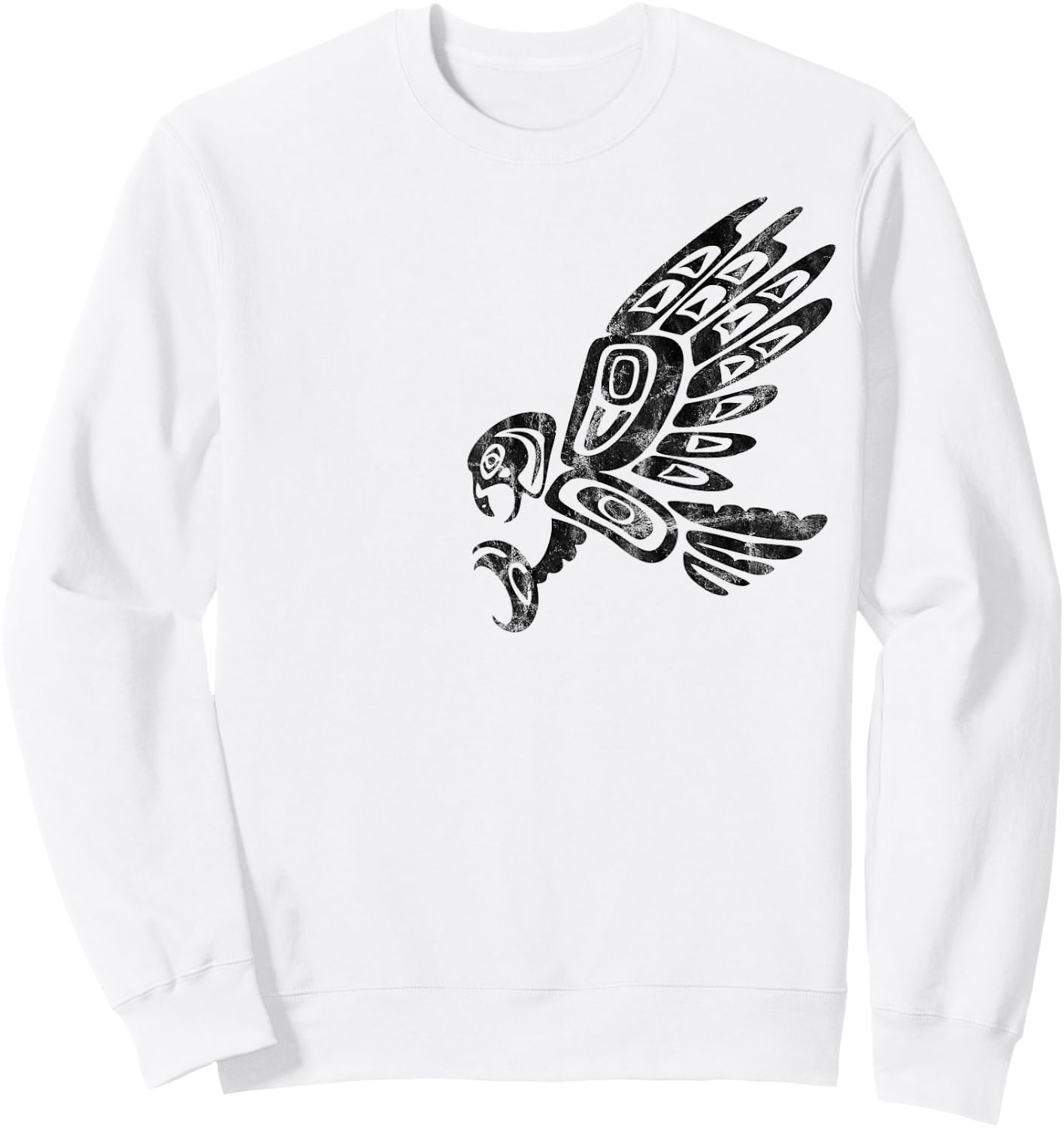 Falcon Abstract Haida Art Pacific Northwest Coast Bird Sweatshirt - Sweatshirt | White