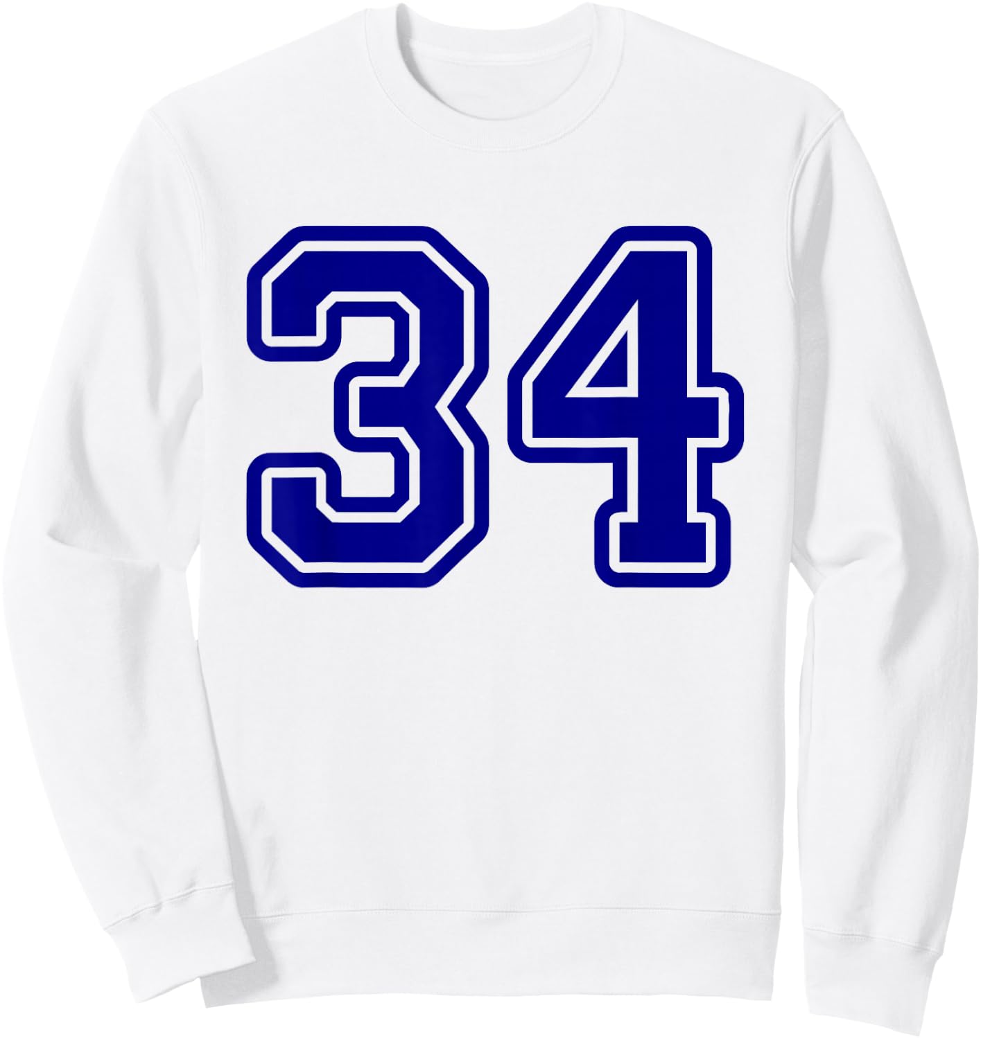 Number #34 Blue Sport Varsity Number 34 Sweatshirt - Sweatshirt | White