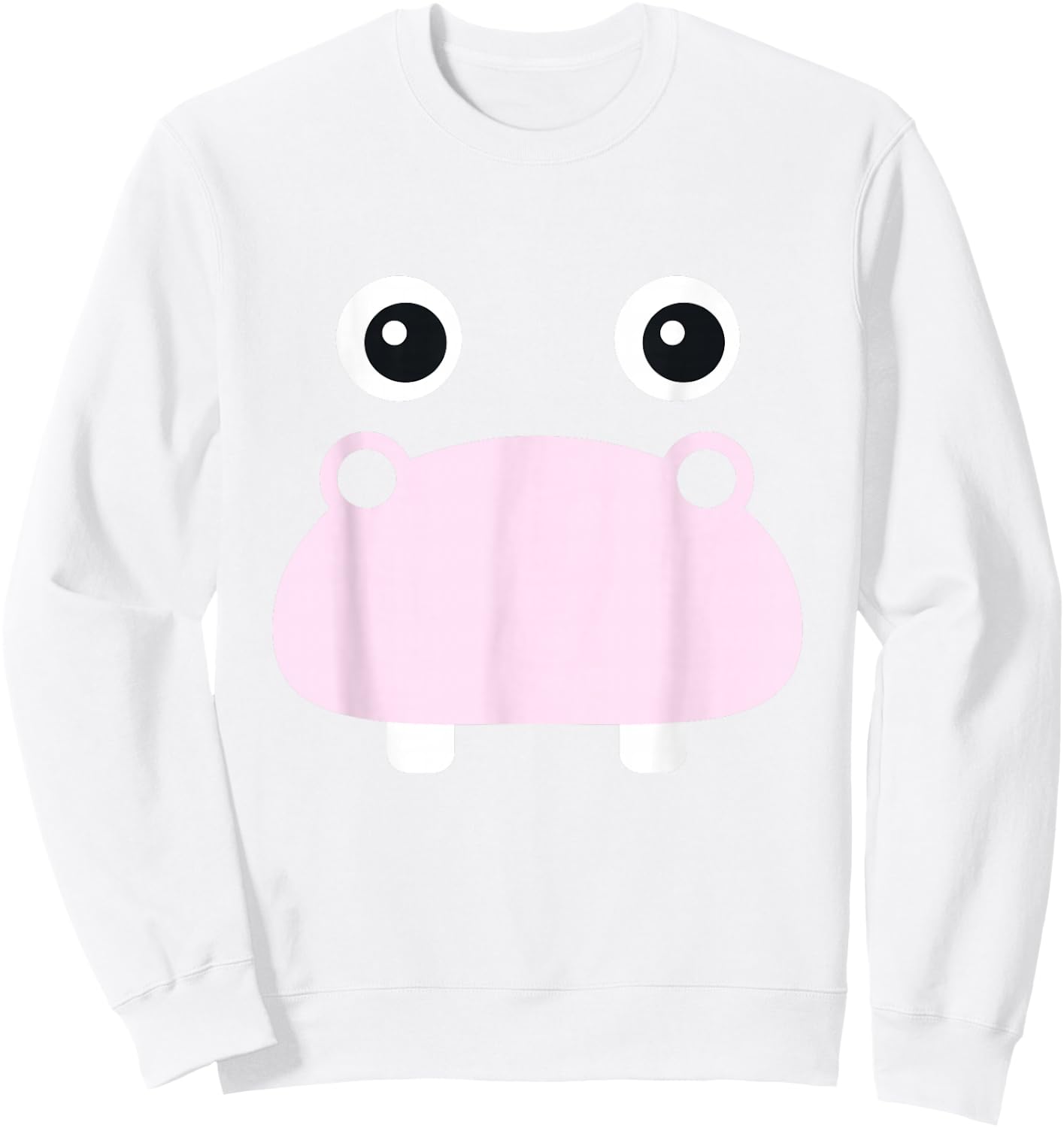 Kawaii Hippo Face Easy Animal Costume for Girls Adults Sweatshirt - Sweatshirt | White