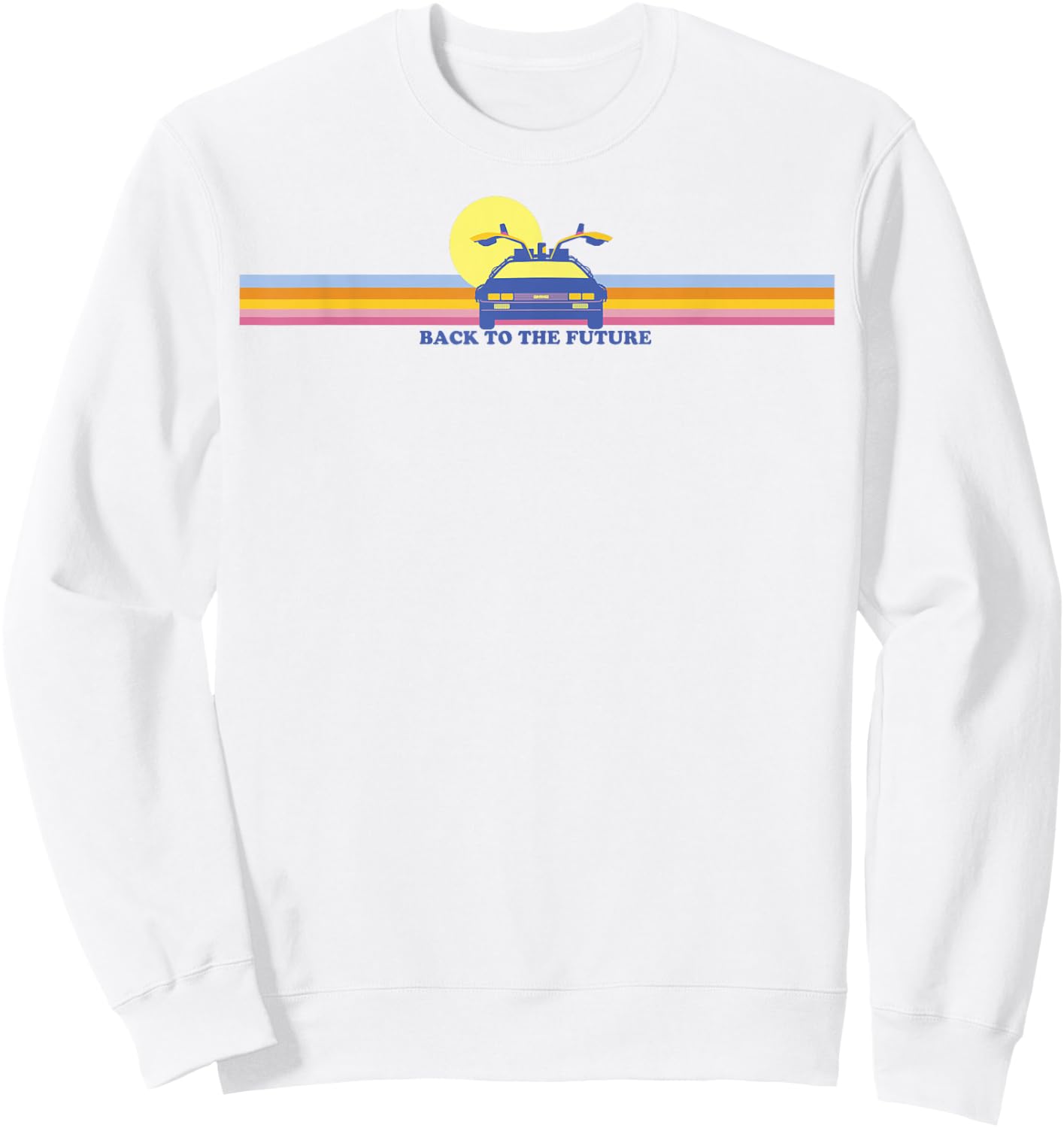 Back to The Future Delorean Retro Chest Stripes Sweatshirt - Sweatshirt | White