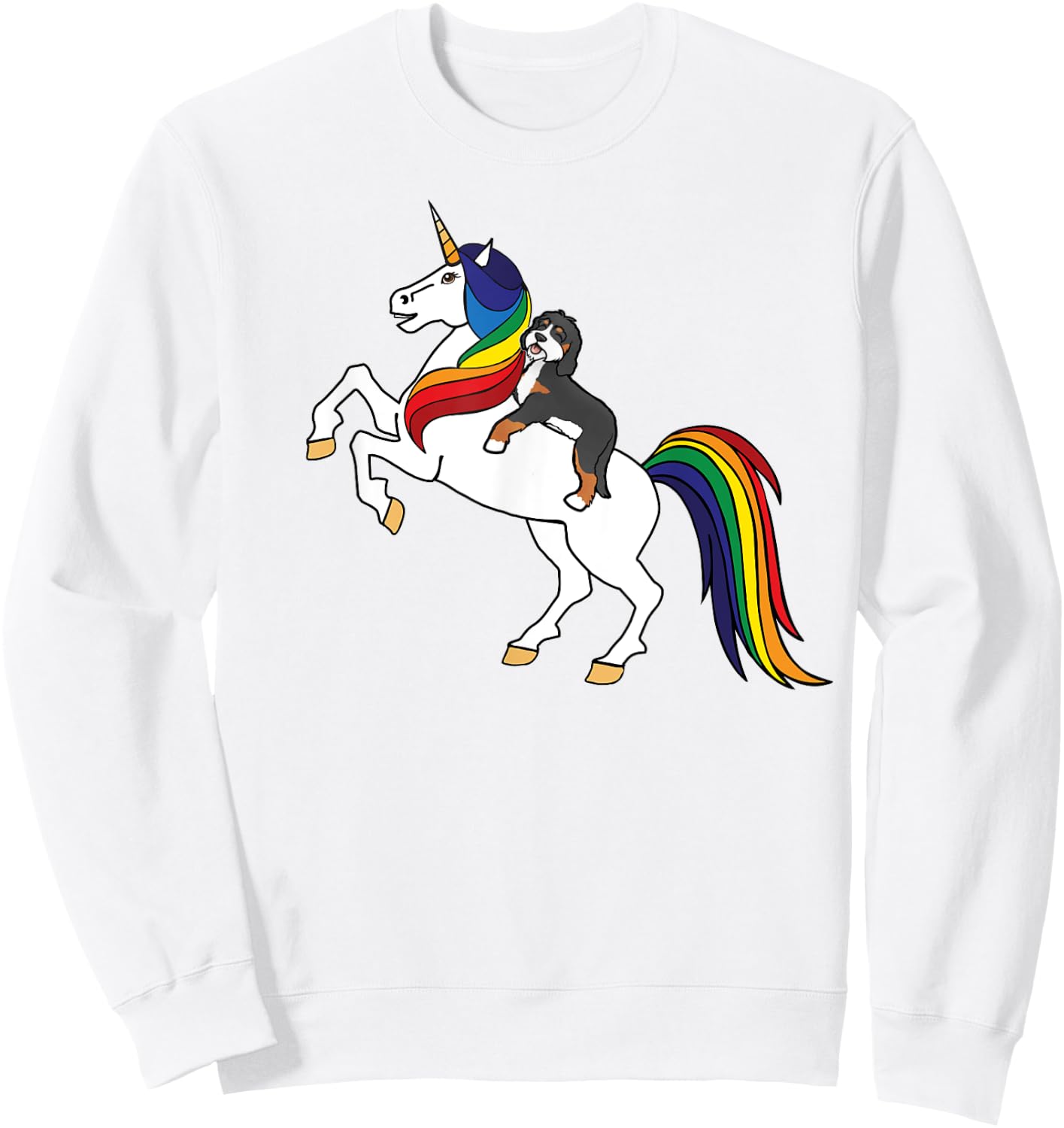 Cute Kids Girls Unicorn Bernedoodle Dog Lover Sweatshirt - Sweatshirt | White