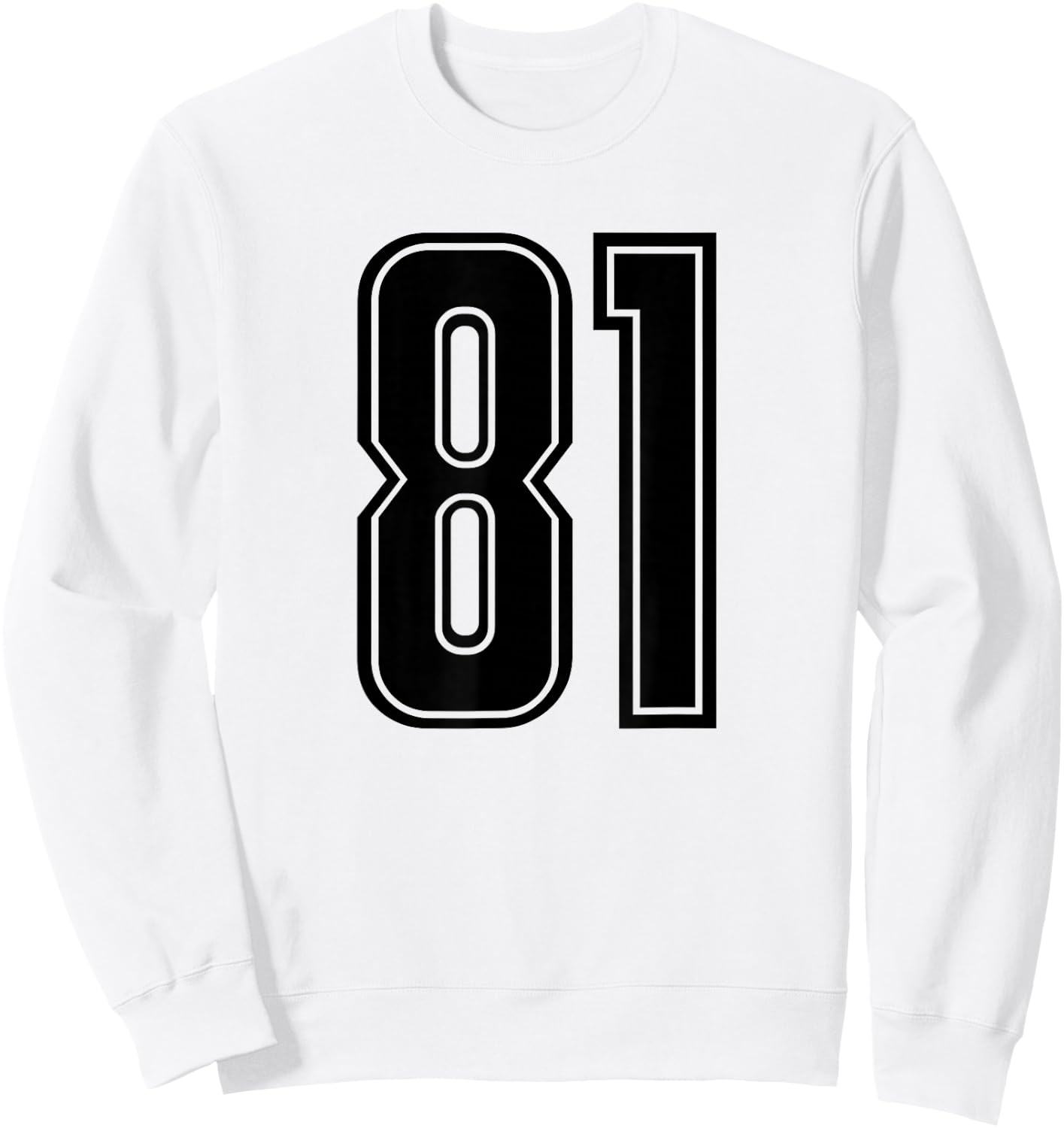 Number 81 Black Sports Team Varsity Number 81 Sweatshirt - Sweatshirt | White