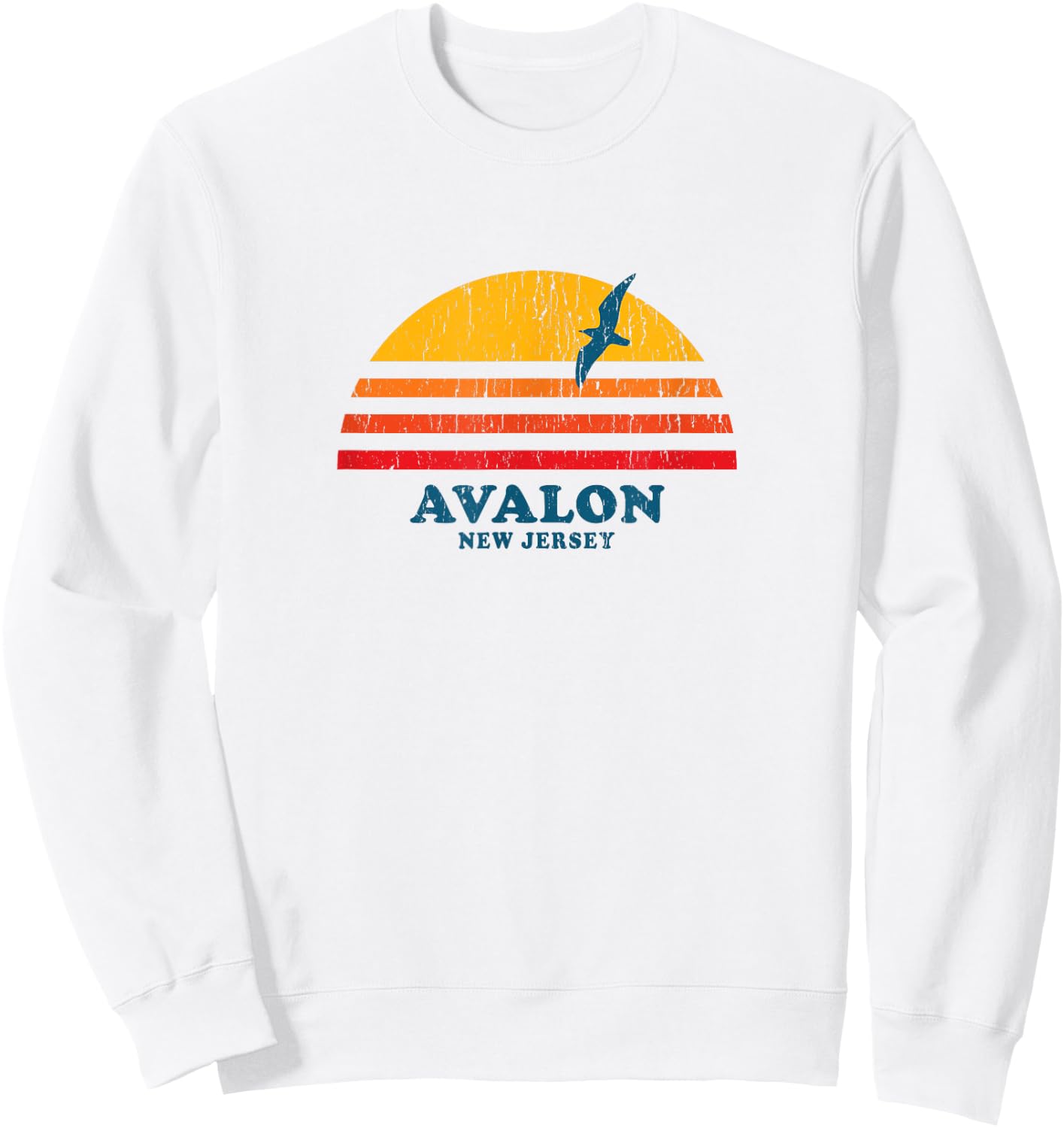 Avalon New Jersey NJ Vintage Casual Graphic 70s Sweatshirt - Sweatshirt | White
