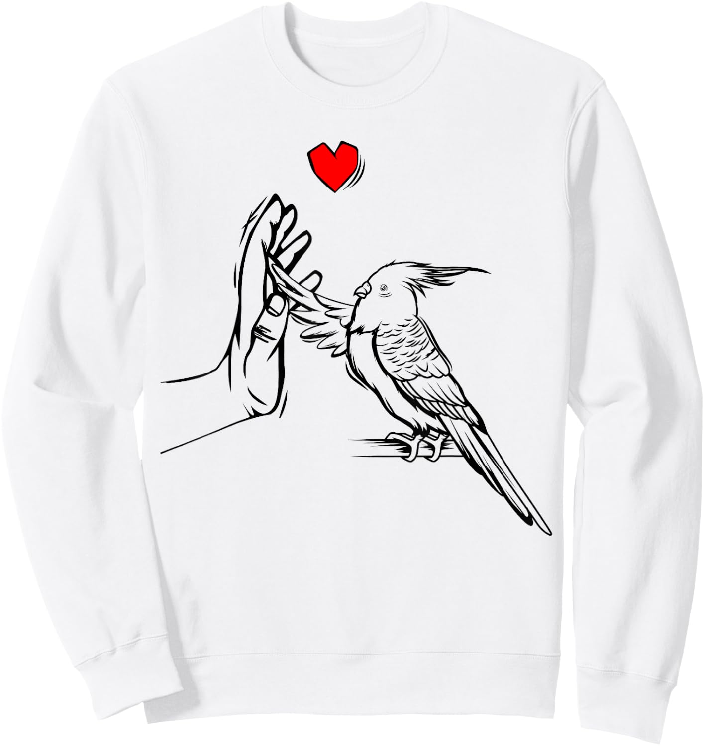 Cockatiel Love Heart Bird Parrot Sweatshirt - Sweatshirt | White