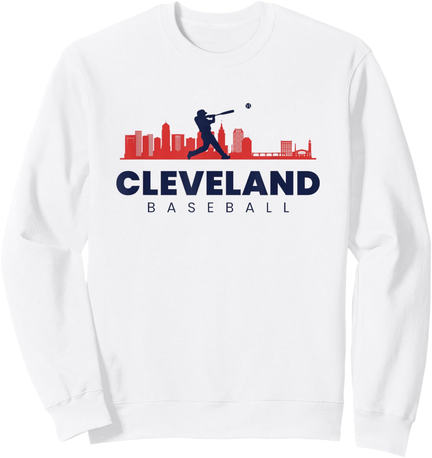 Cleveland Baseball Minimalist City Skyline Baseball Lover Sweatshirt - Sweatshirt | White