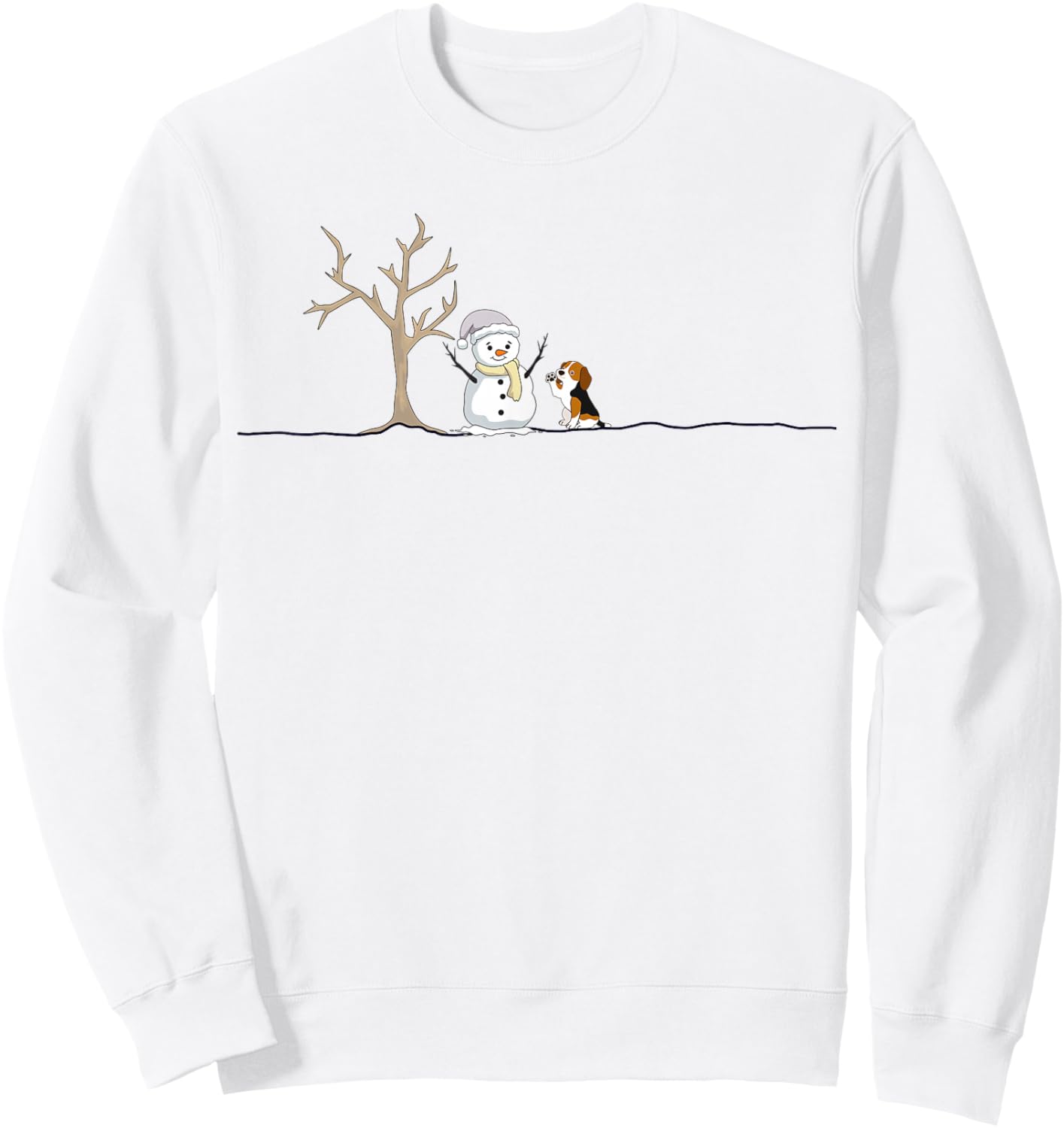 Funny Beagle Dog Christmas Snowman Xmas Lights Pajama Sweatshirt - Sweatshirt | White