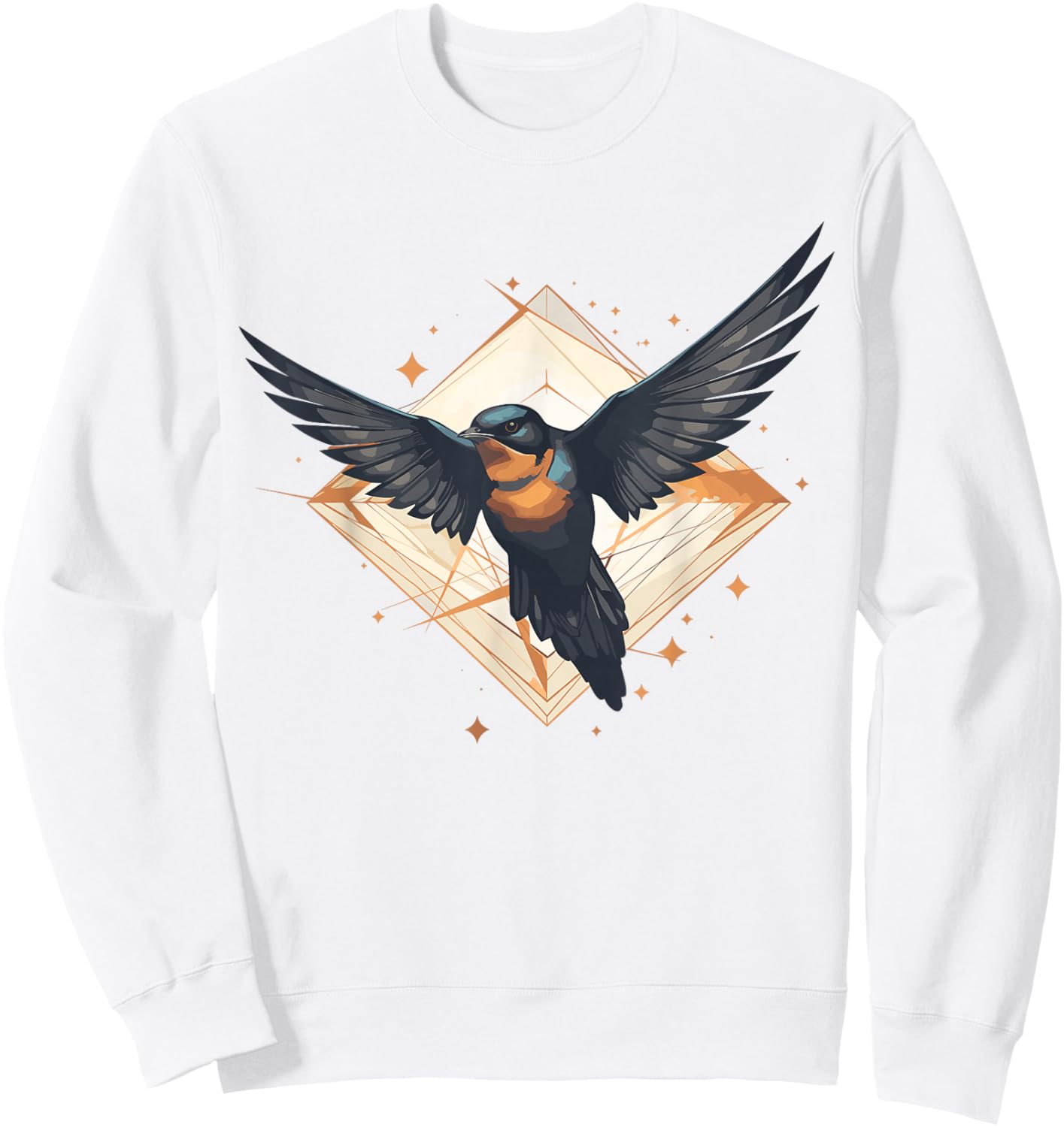 Barn Swallow Geometric Patten Art,Cute Barn Swallow Lover Sweatshirt - Sweatshirt | White