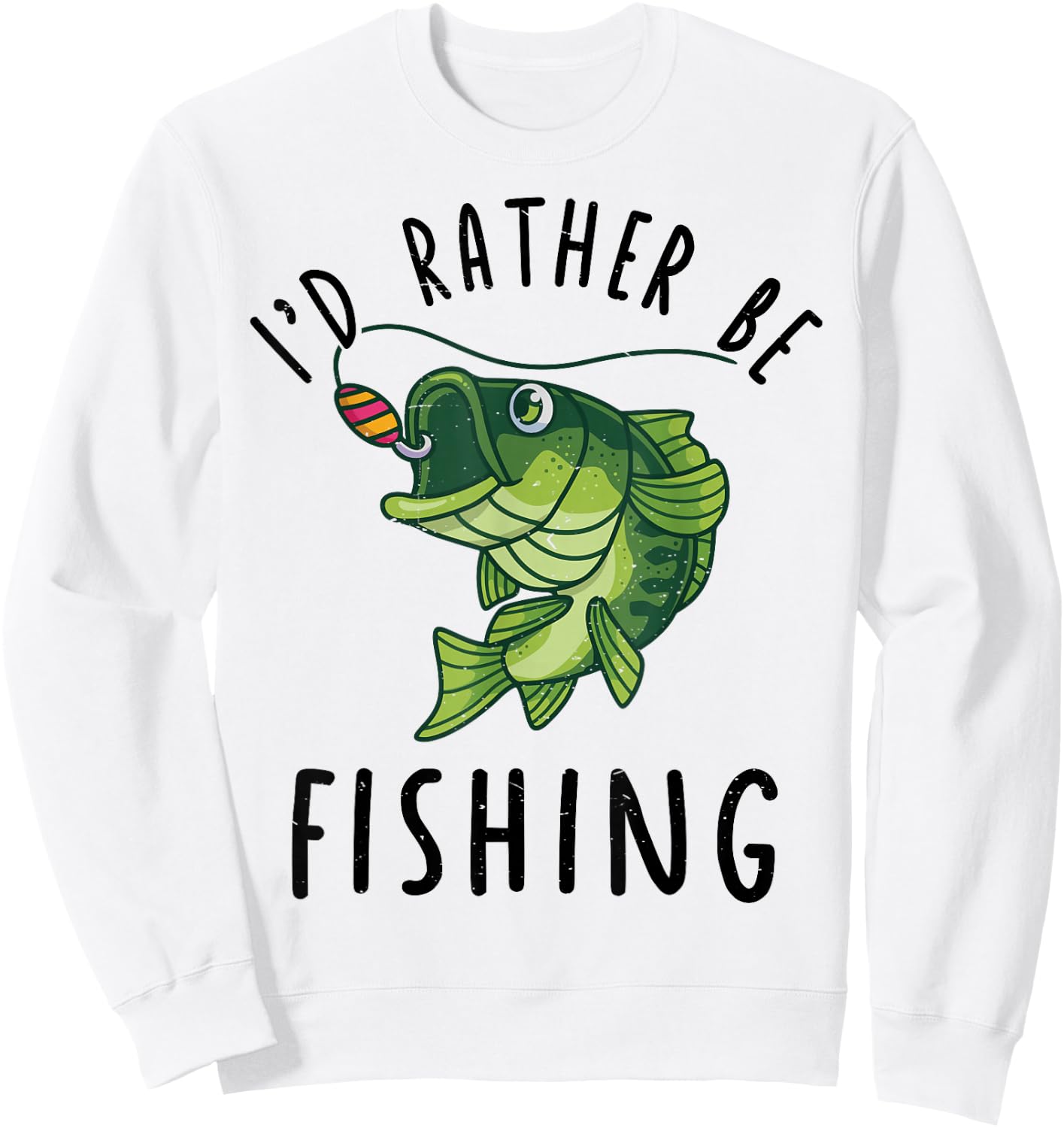 Kid Id Rather Be Fishing Youth Boy Bass Fish Funny Fisherman Sweatshirt - Sweatshirt | White