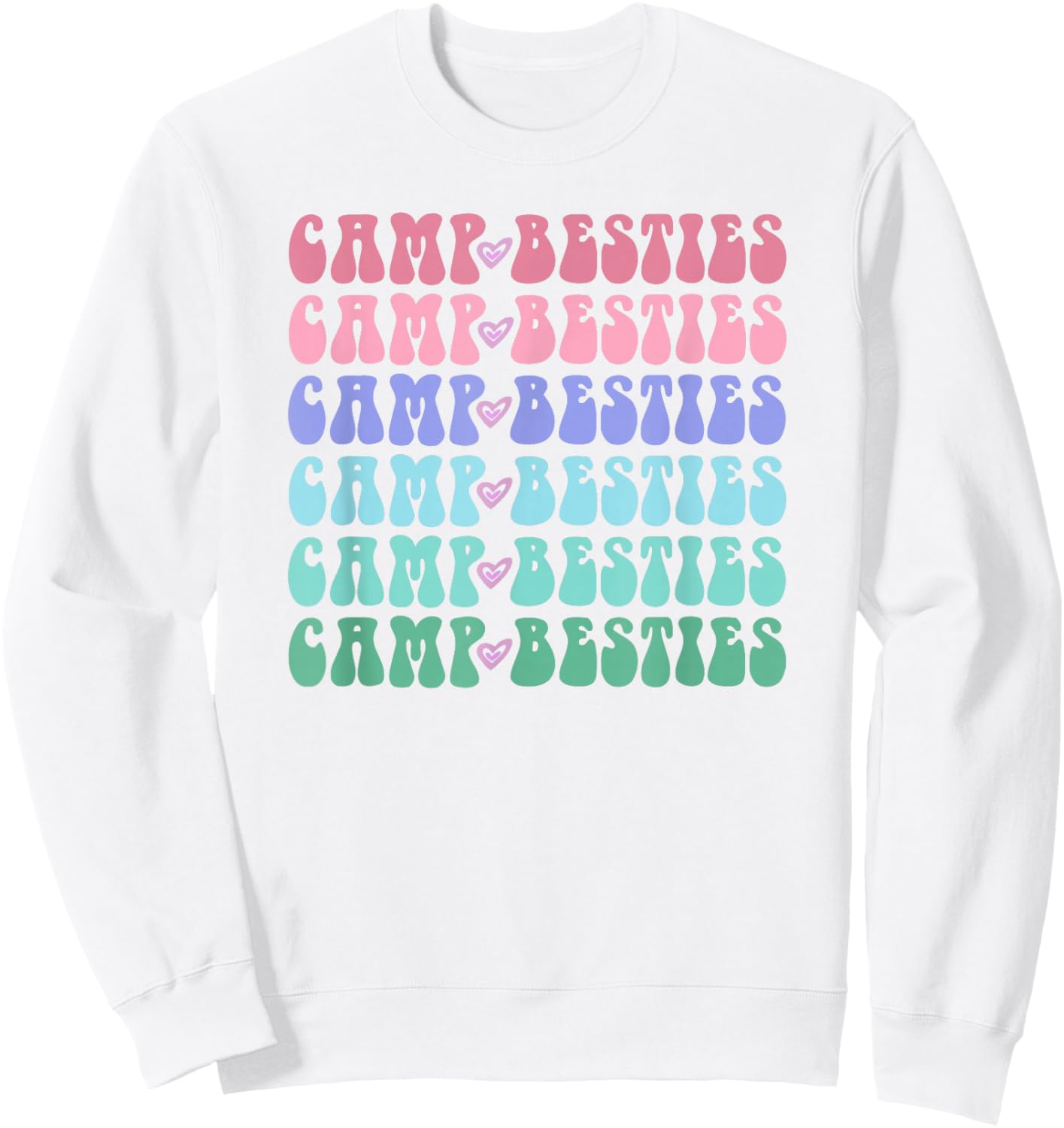 Groovy CAMP BESTIES Girls Campfire Crew Ladies Team Cousin Sweatshirt - Sweatshirt | White