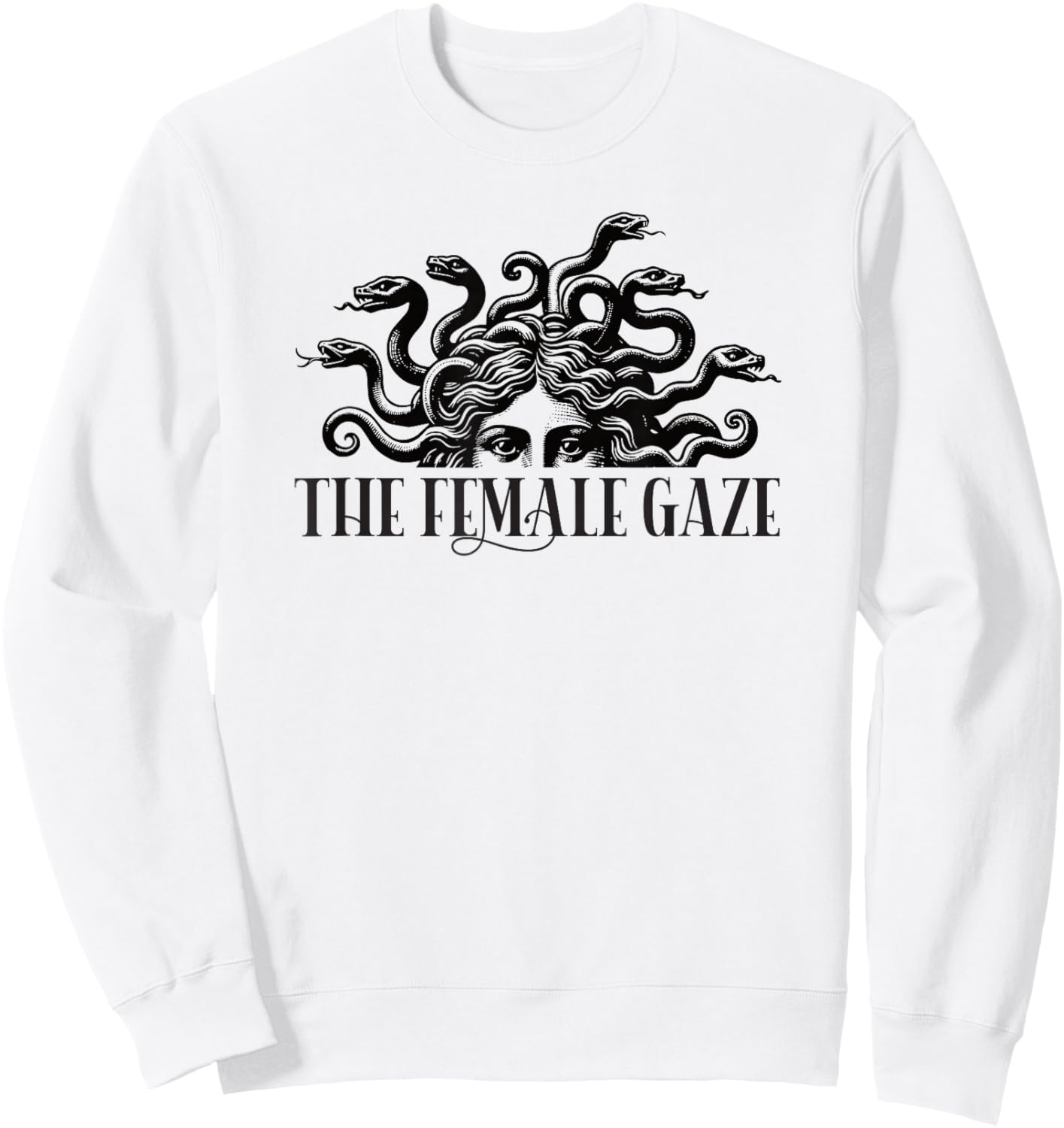 The Female Gaze Greek Goddess Snake Feminist Sweatshirt - Sweatshirt | White