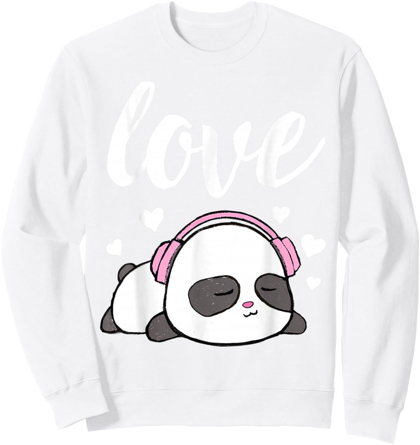 Love Valentines Cute Kawaii Panda Hearts Girls Sweatshirt - Sweatshirt | White