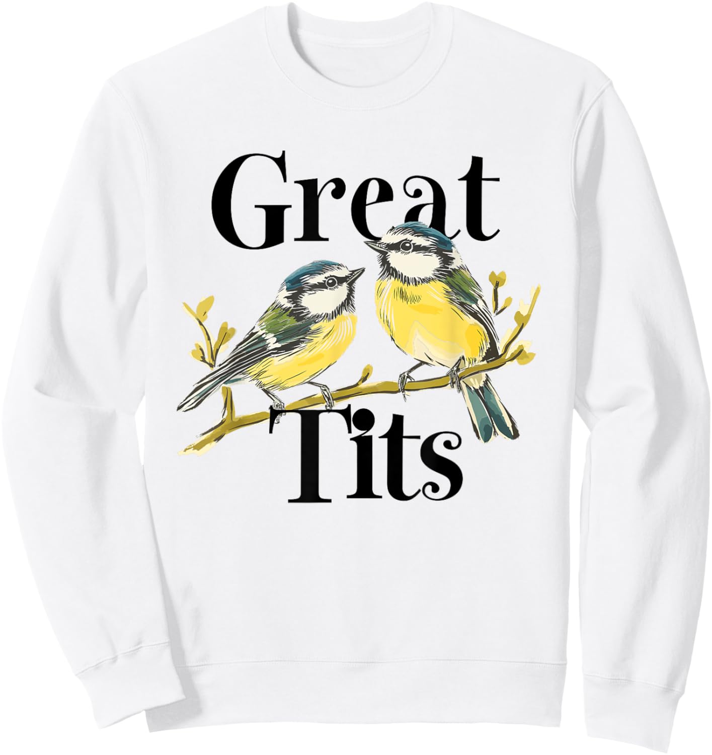 Great Tits Funny Ornithology Bird Great Tit English Sweatshirt - Sweatshirt | White