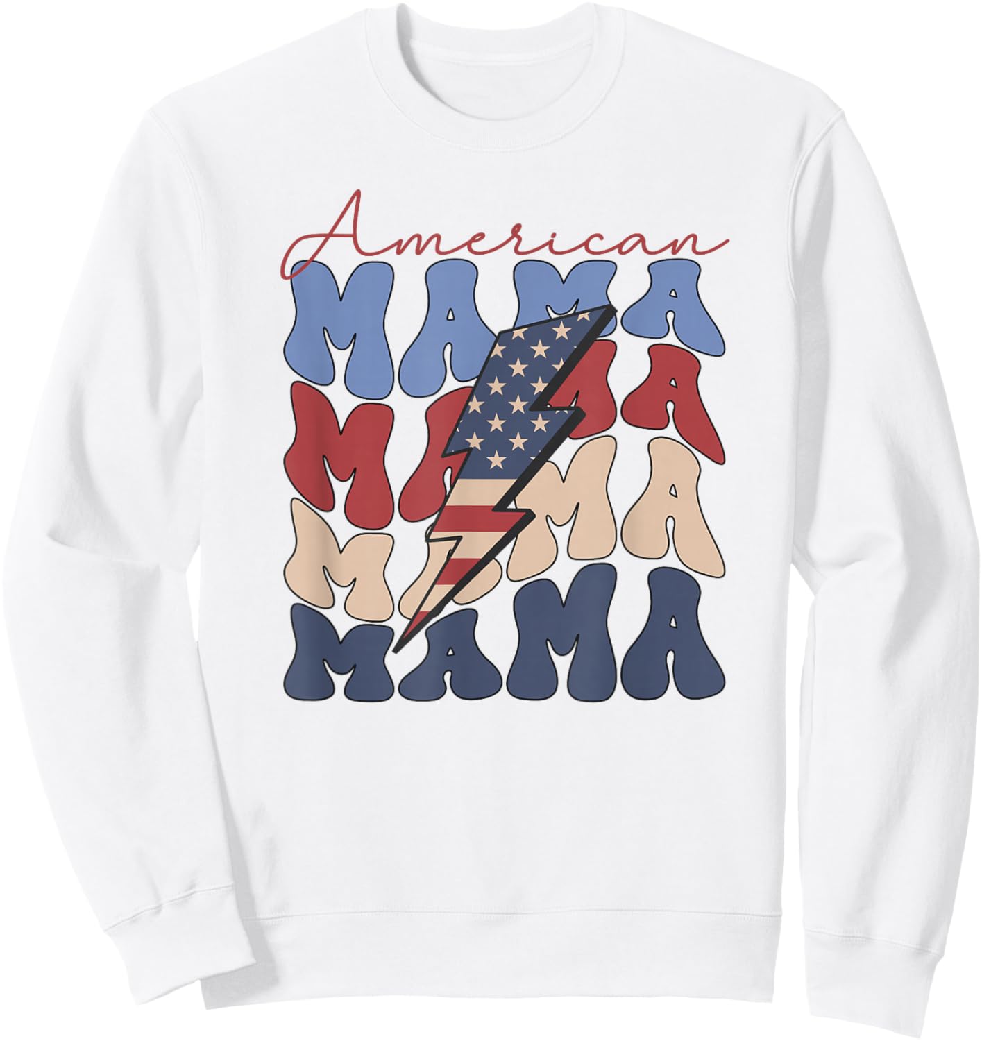 American Mama, 4th Of July, Fourth of July, Patriotic, USA Men Sweatshirt - Sweatshirt | White