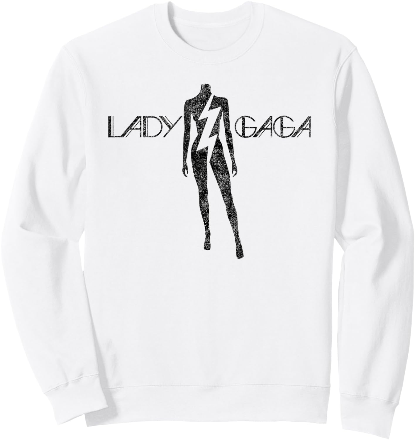 Official Lady Gaga Lightning Black Logo Sweatshirt - Sweatshirt | White