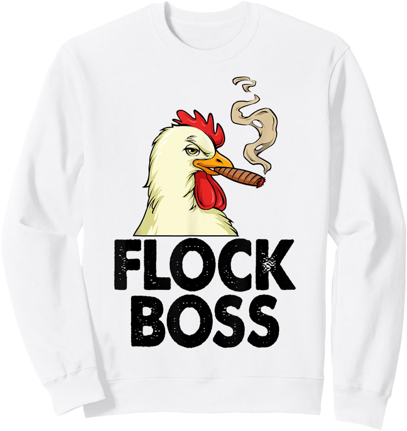 Funny White Smoking Chicken Shirt Flock Boss Women Sweatshirt - Sweatshirt | White