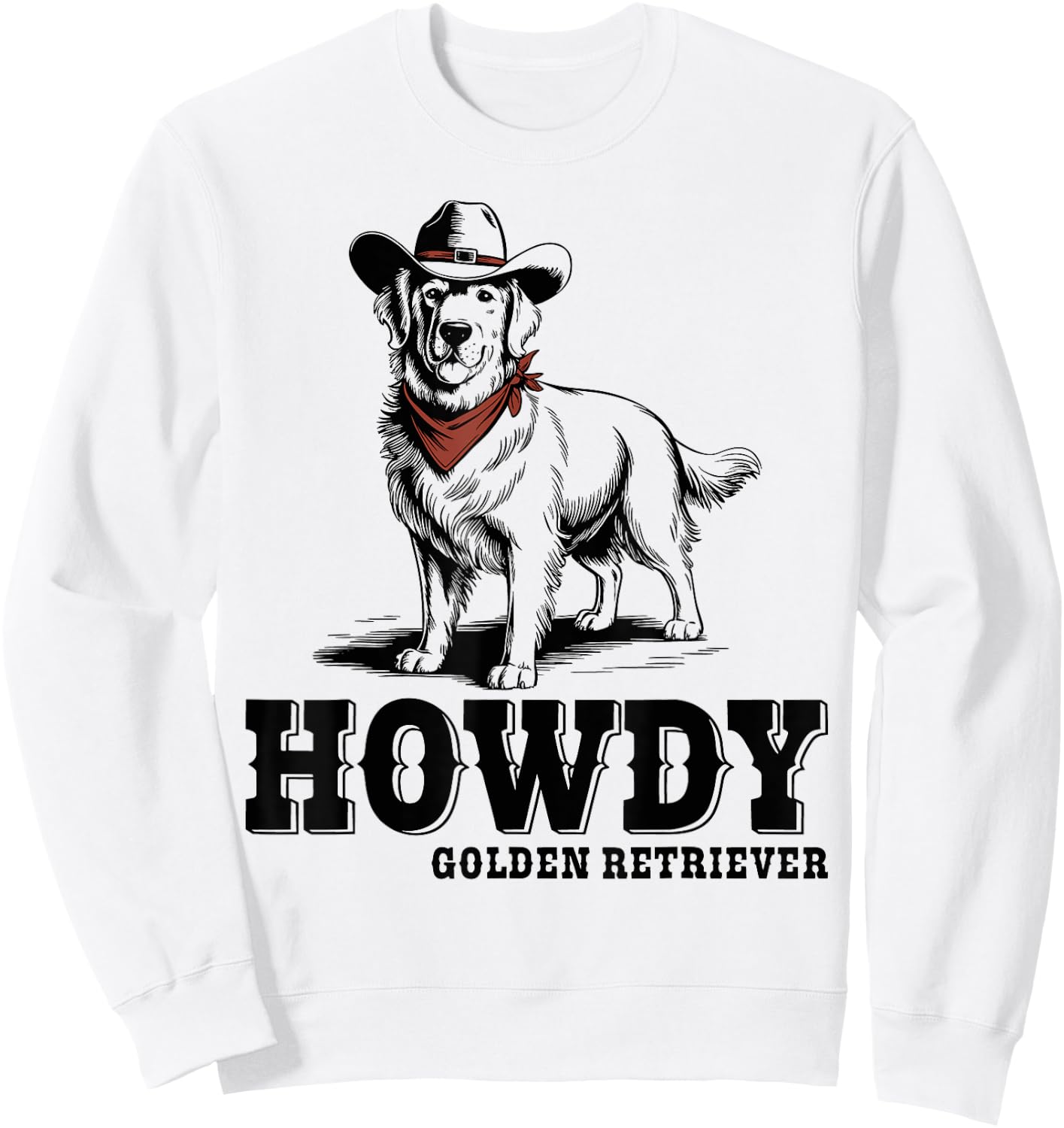 Howdy Golden Retriever Cowboy Vintage Dog Lovers Sweatshirt - Sweatshirt | White