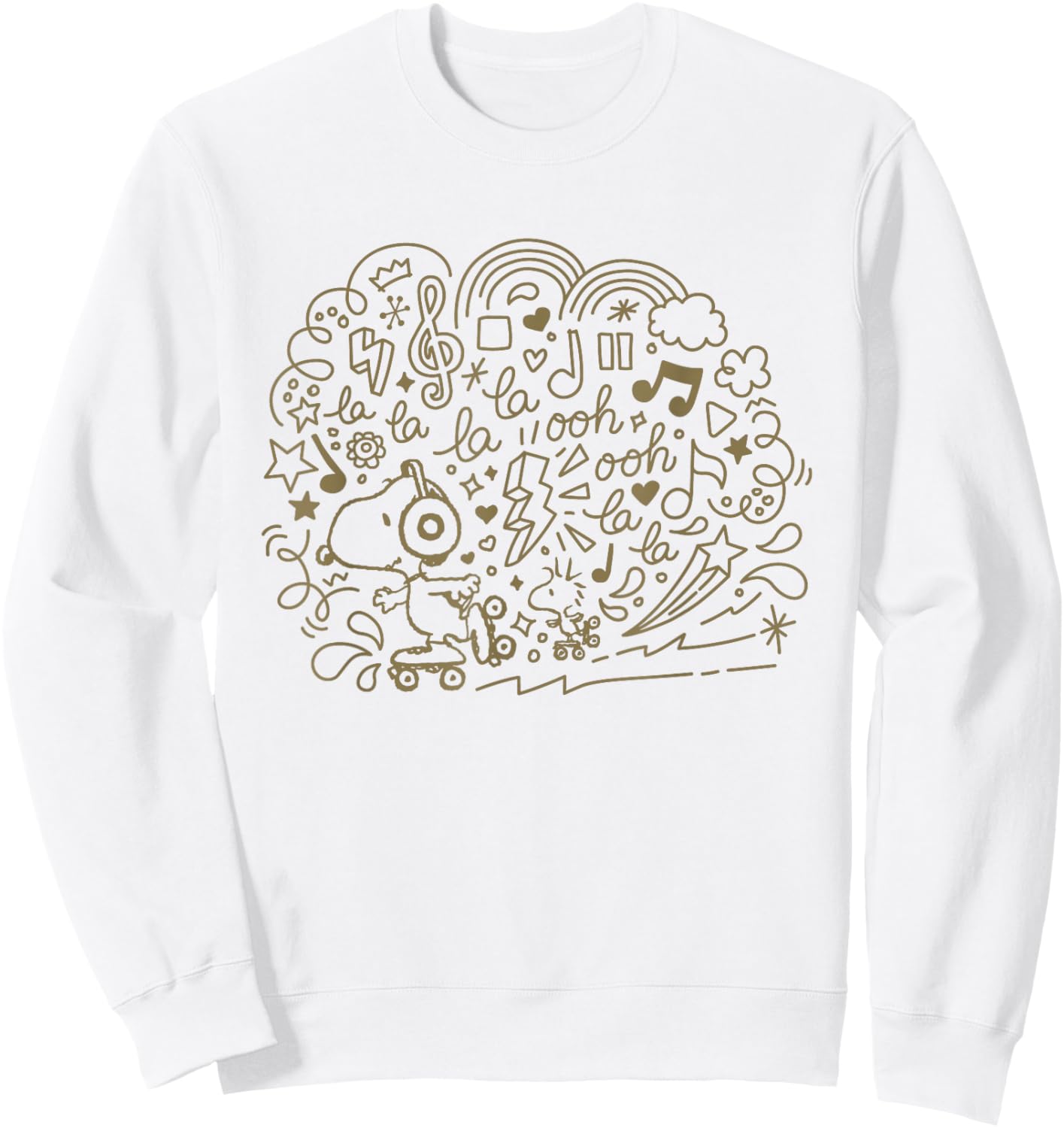 Peanuts Snoopy Skating And Listening To Music Sweatshirt - Sweatshirt | White