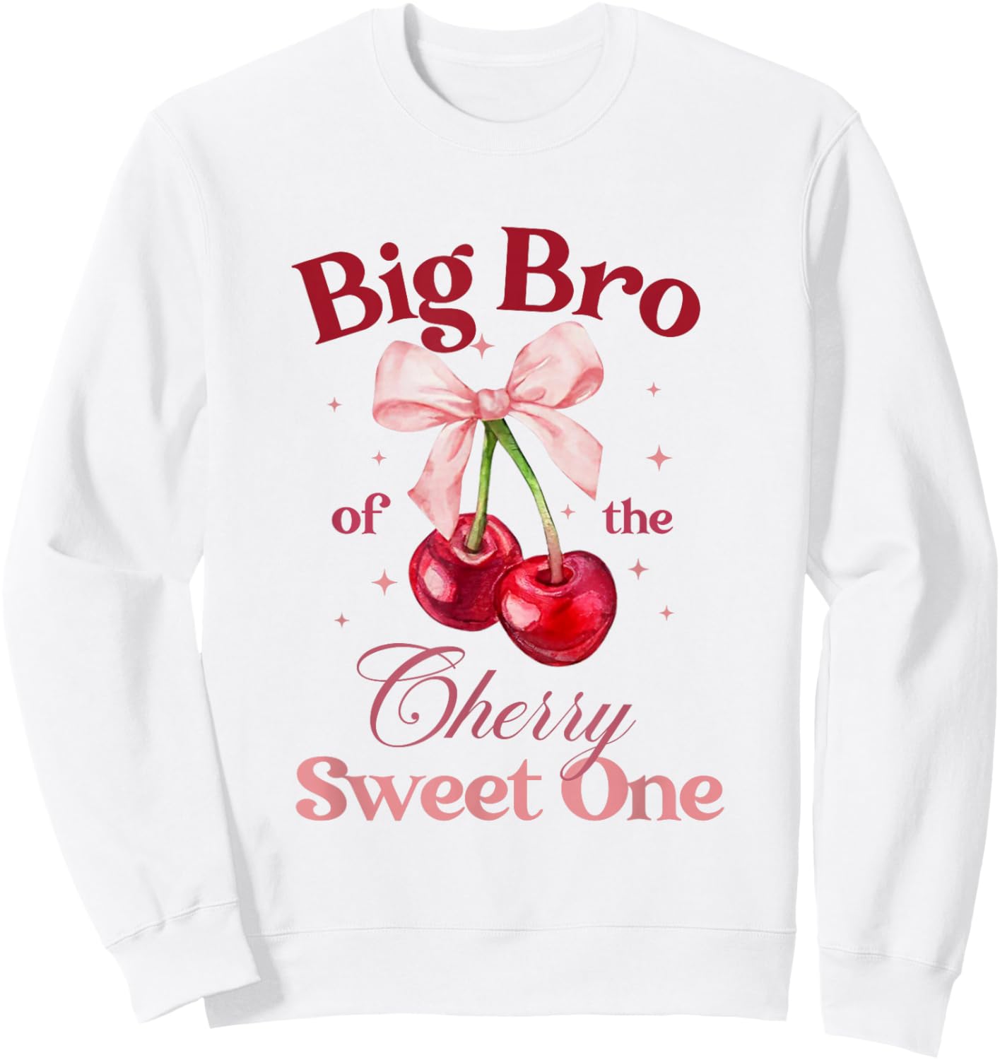 Brother of The Cherry Sweet One Preppy Bow First Birthday Sweatshirt - Sweatshirt | White