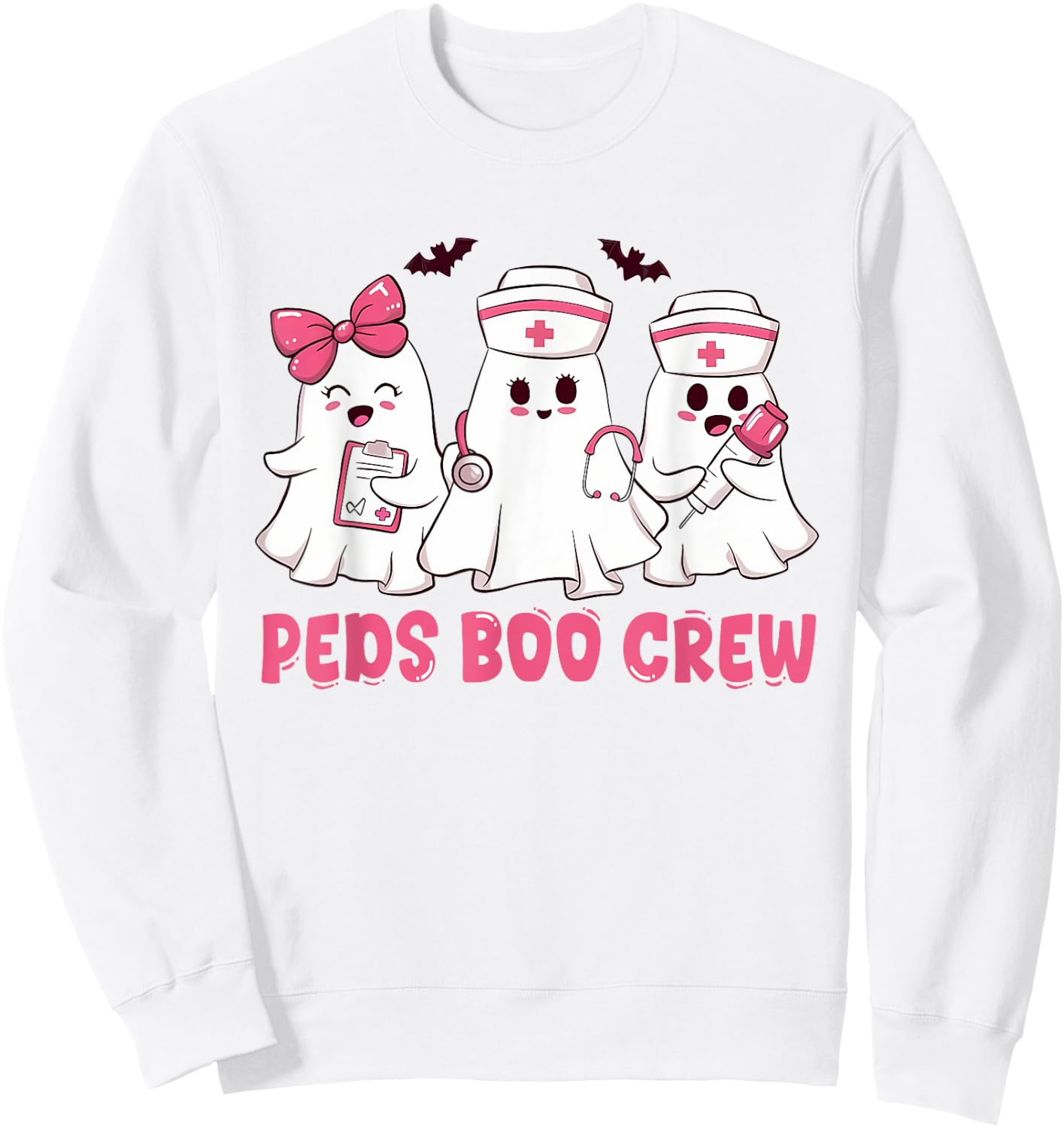 Pediatric Nurse shirt Halloween Peds Boo Crew Halloween Sweatshirt - Sweatshirt | White