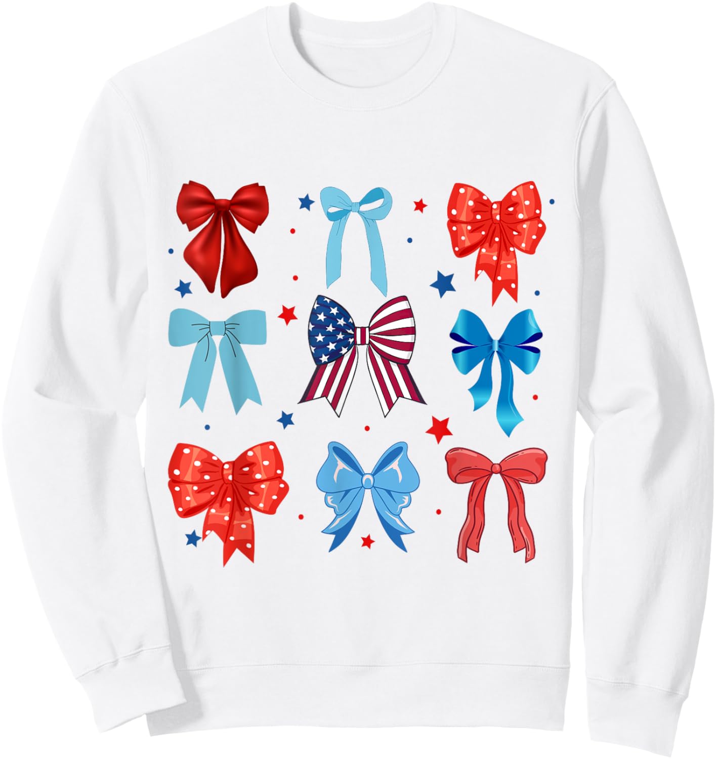 Coquette Bows 4th Of July Patriotic Bows American Flag Sweatshirt - Sweatshirt | White