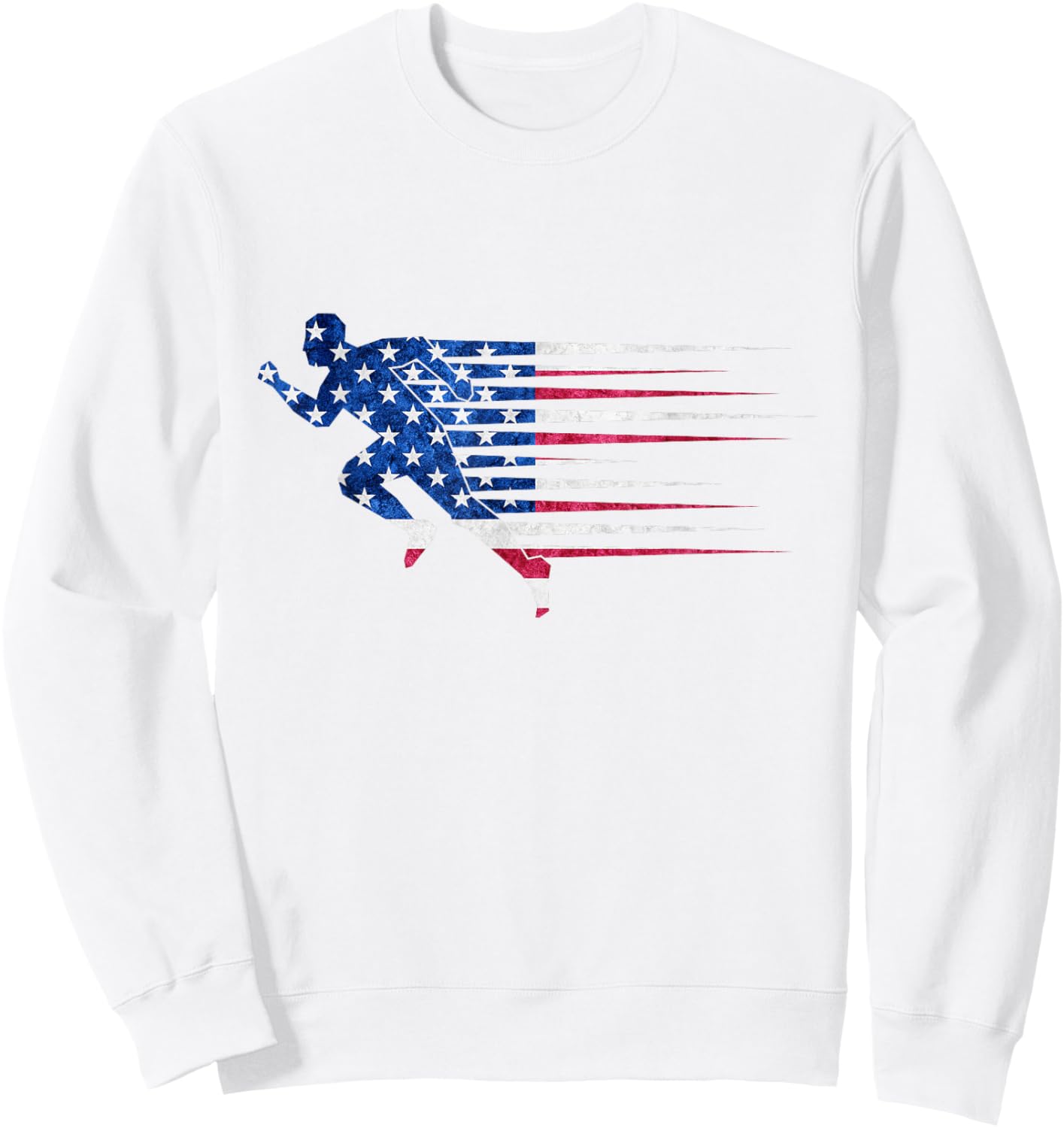Patriotic Running USA American Flag Track and Field Team Sweatshirt - Sweatshirt | White