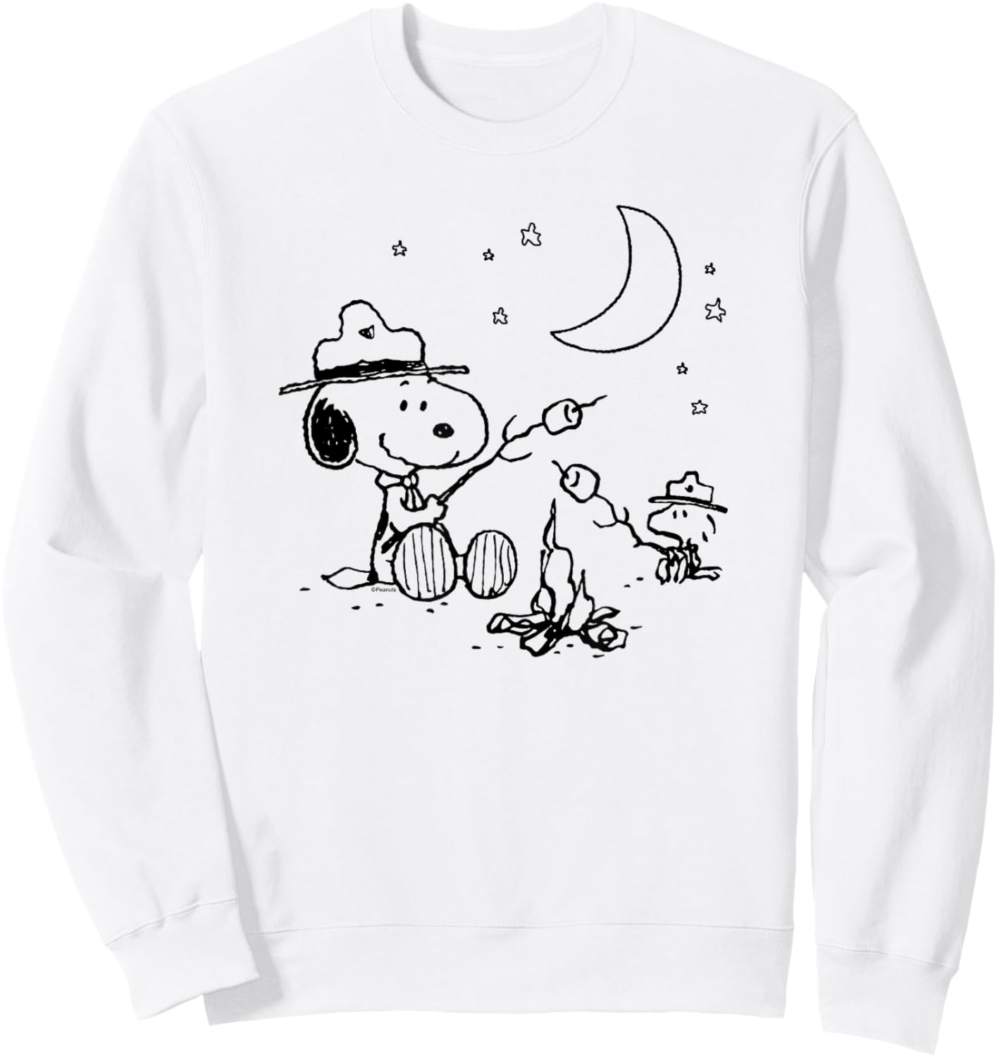 Peanuts - Snoopy and Woodstore Camping with Smores Sweatshirt - Sweatshirt | White