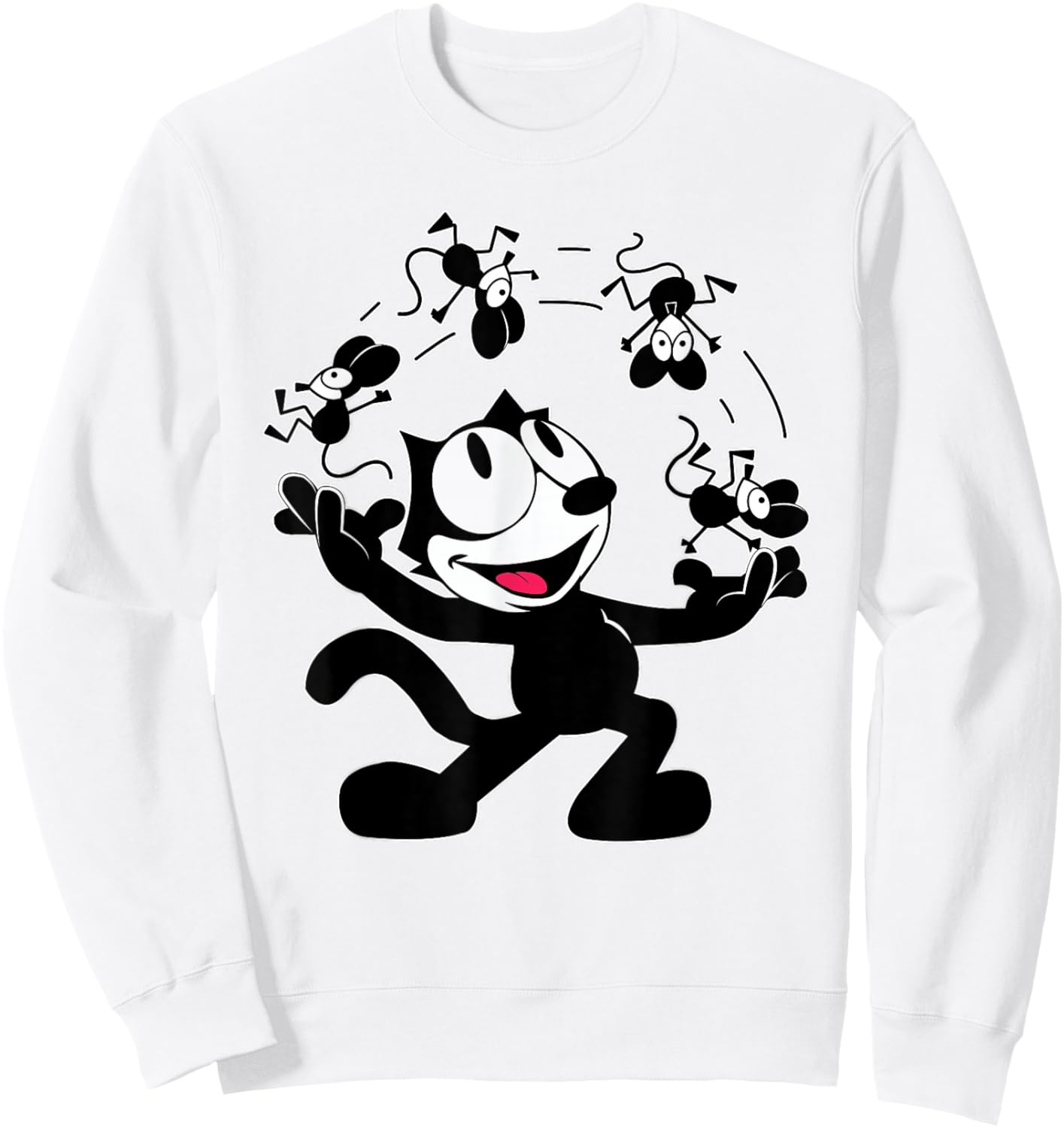 Felix Cat Juggling Mice Vintage Cartoon Retro Graphic Fun Sweatshirt - Sweatshirt | White