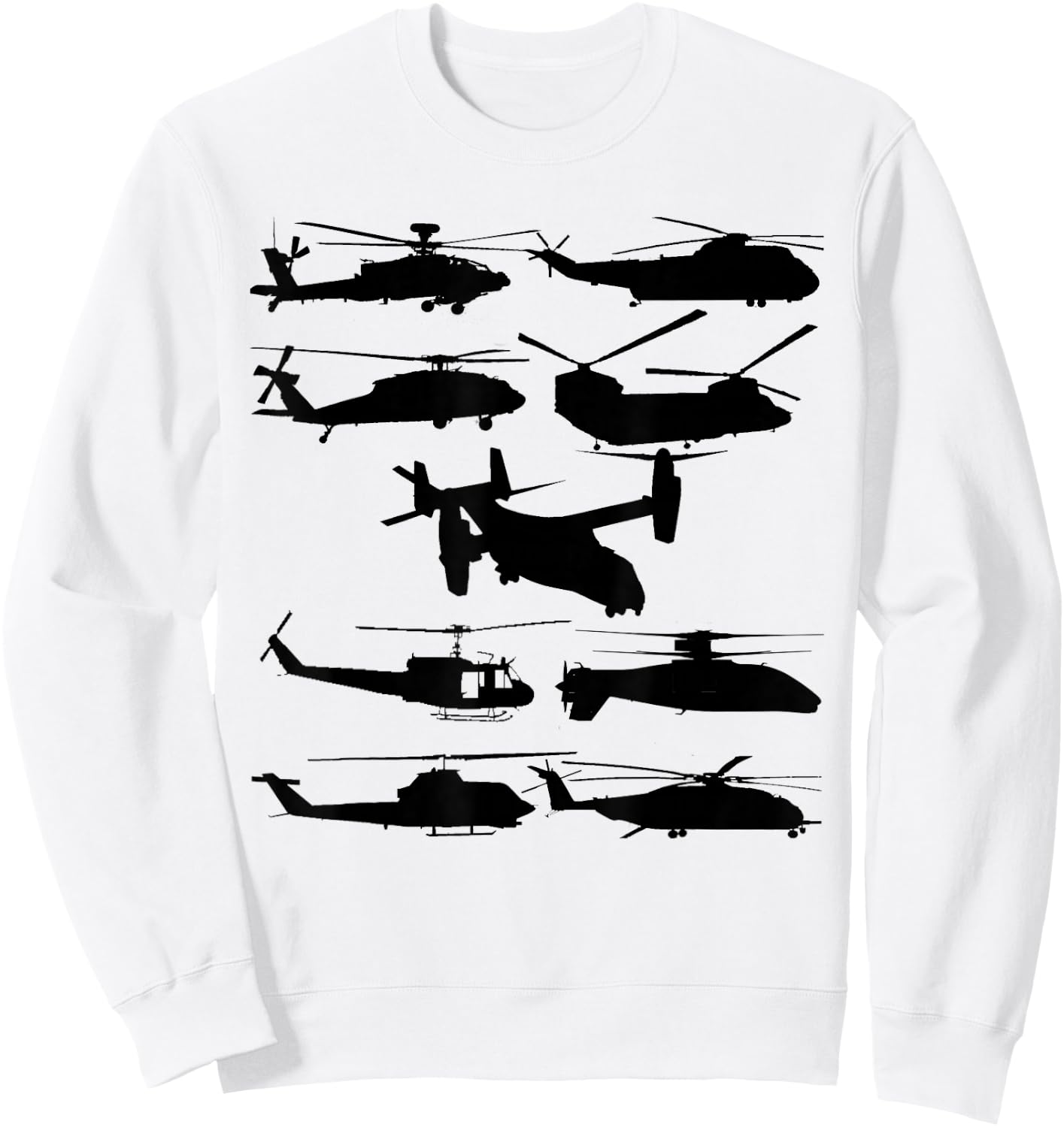 US Helicopters UH-1 Huey UH-60 Blackhawk AH-64 Apache Gift Sweatshirt - Sweatshirt | White