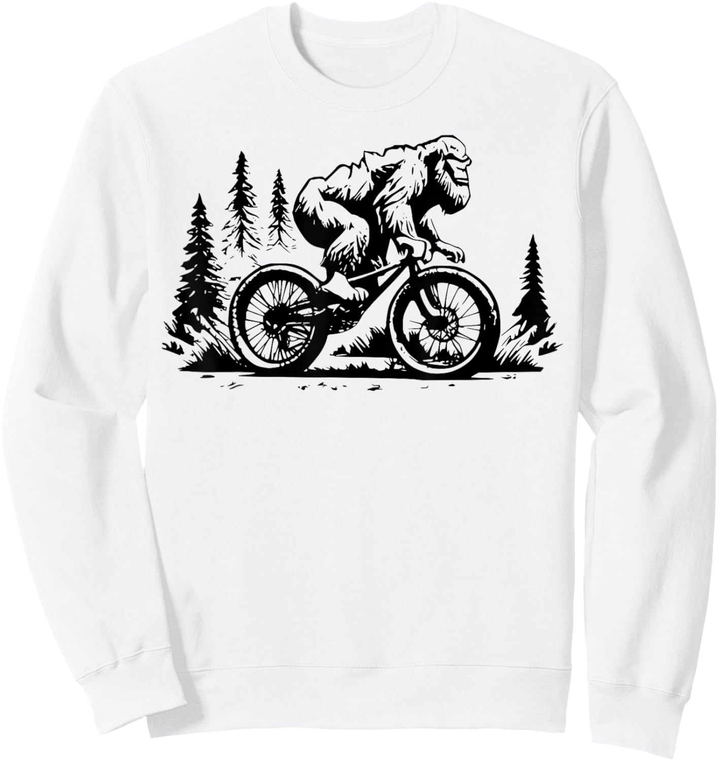 Sasquatch Bigfoot Mountain Biking FUNNY Bike Bicycle Nature Sweatshirt - Sweatshirt | White