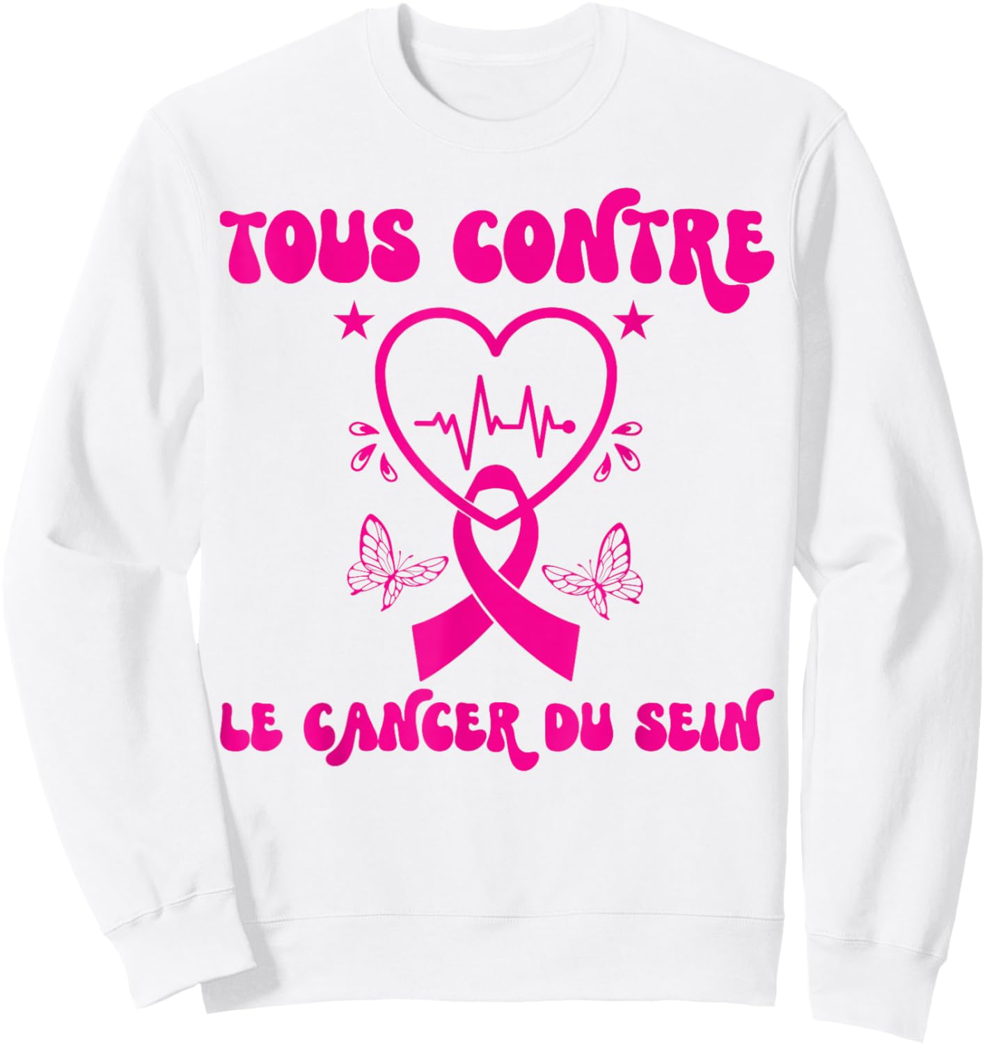 All Against Breast Cancer Awareness Month Ribbon , white, S Sweatshirt - Sweatshirt | White