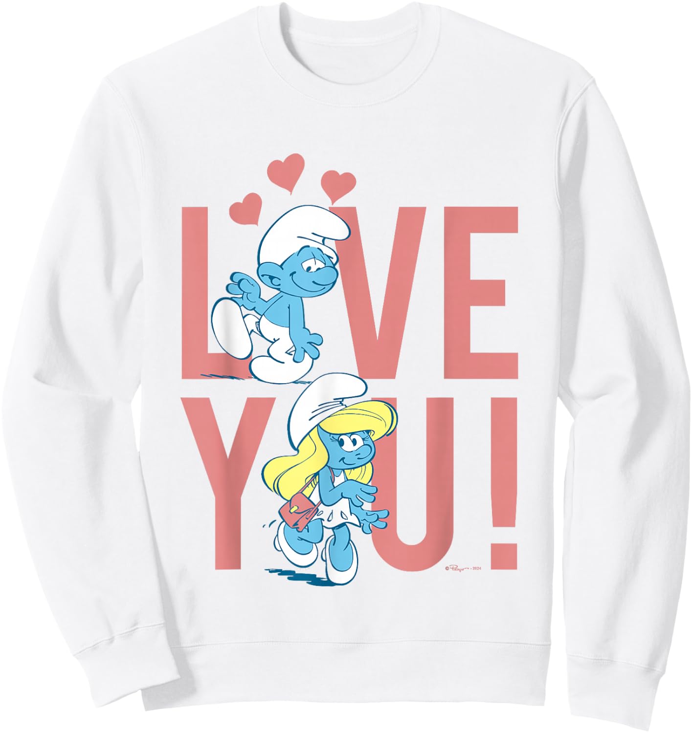 The Smurfs Valentine's Day Love You! Smurfs In Love Big Logo Sweatshirt - Sweatshirt | White