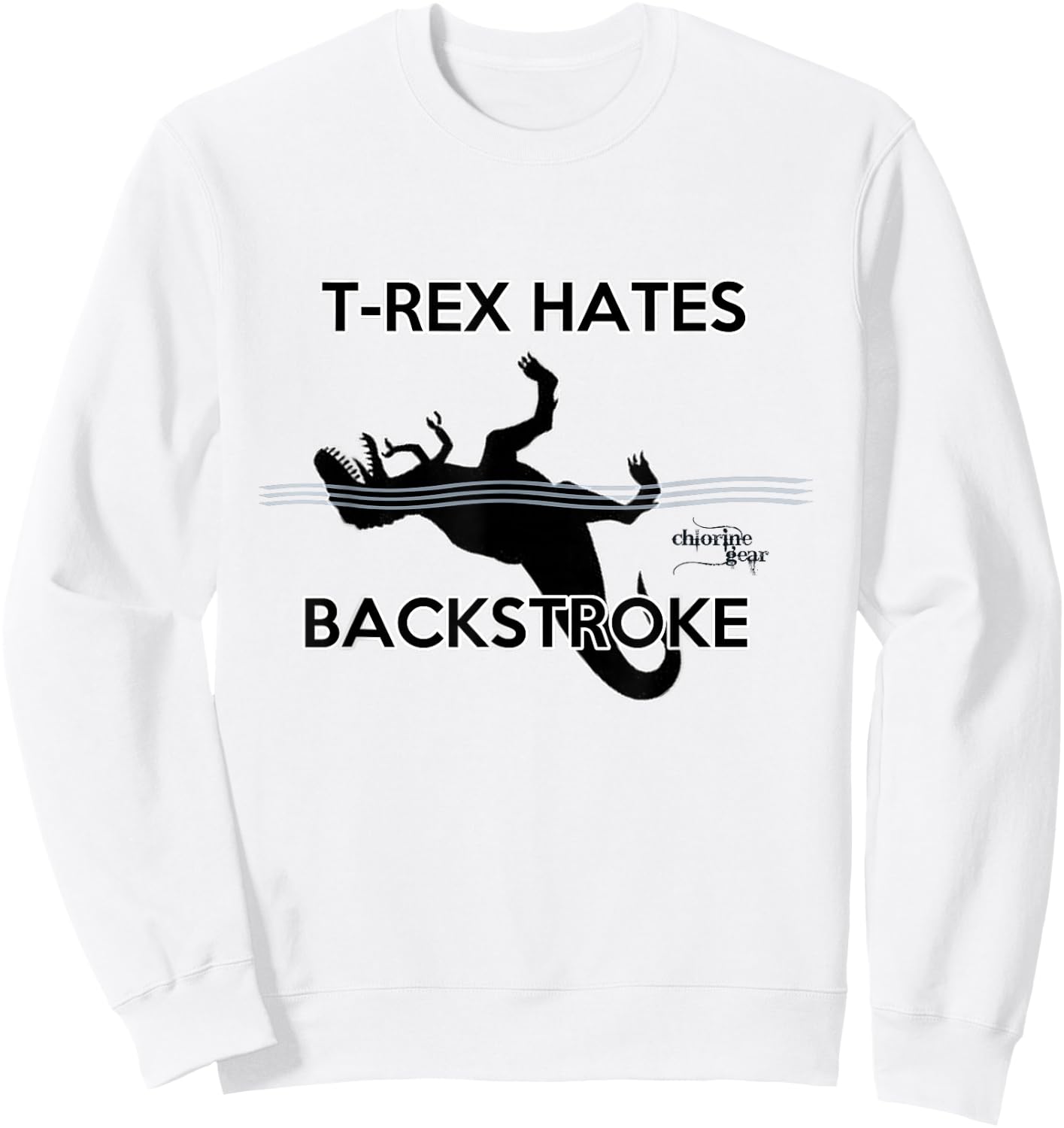 T-Rex Hates Backstroke Basic Sweatshirt - Sweatshirt | White