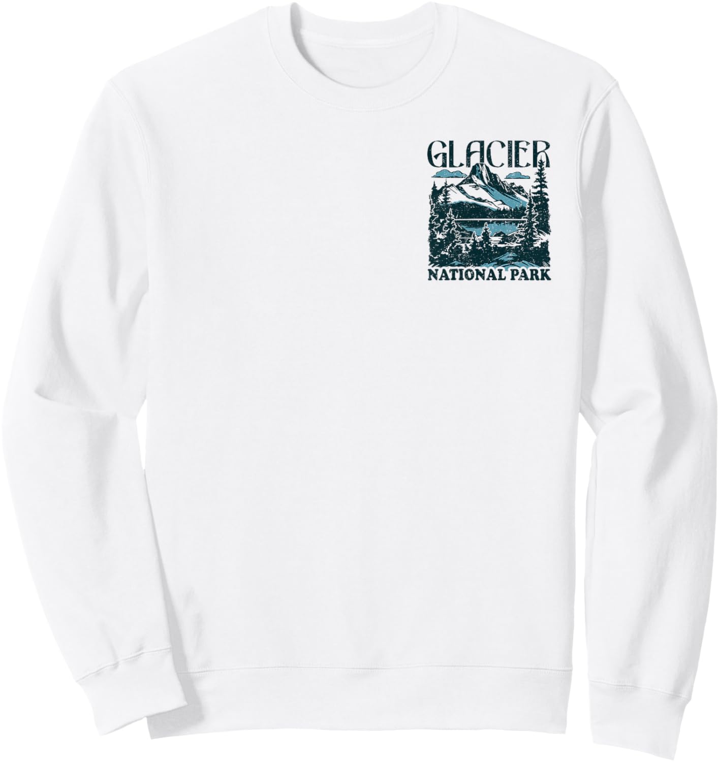 Glacier National Park Front and Back Sweatshirt - Sweatshirt | White