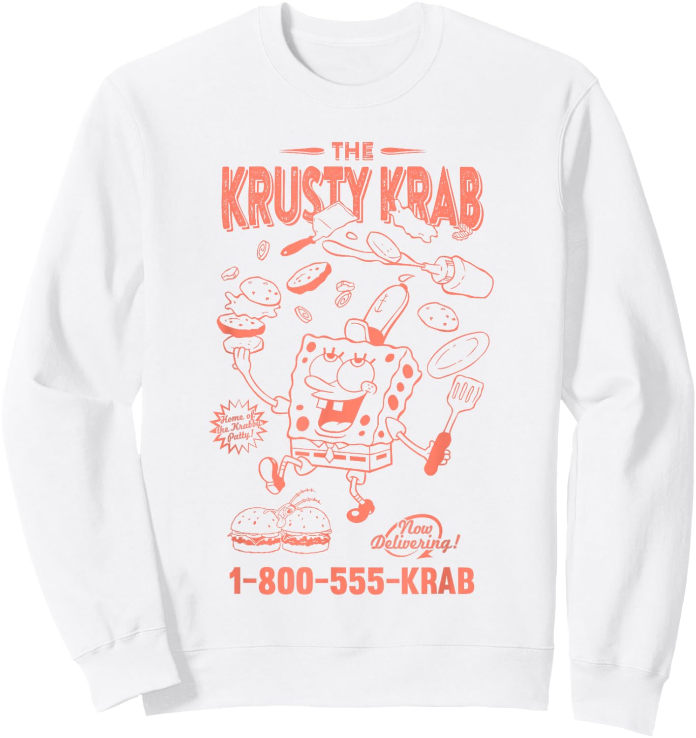SpongeBob SquarePants The Krusty Krab Delivery Vintage Ad Sweatshirt - Sweatshirt | White