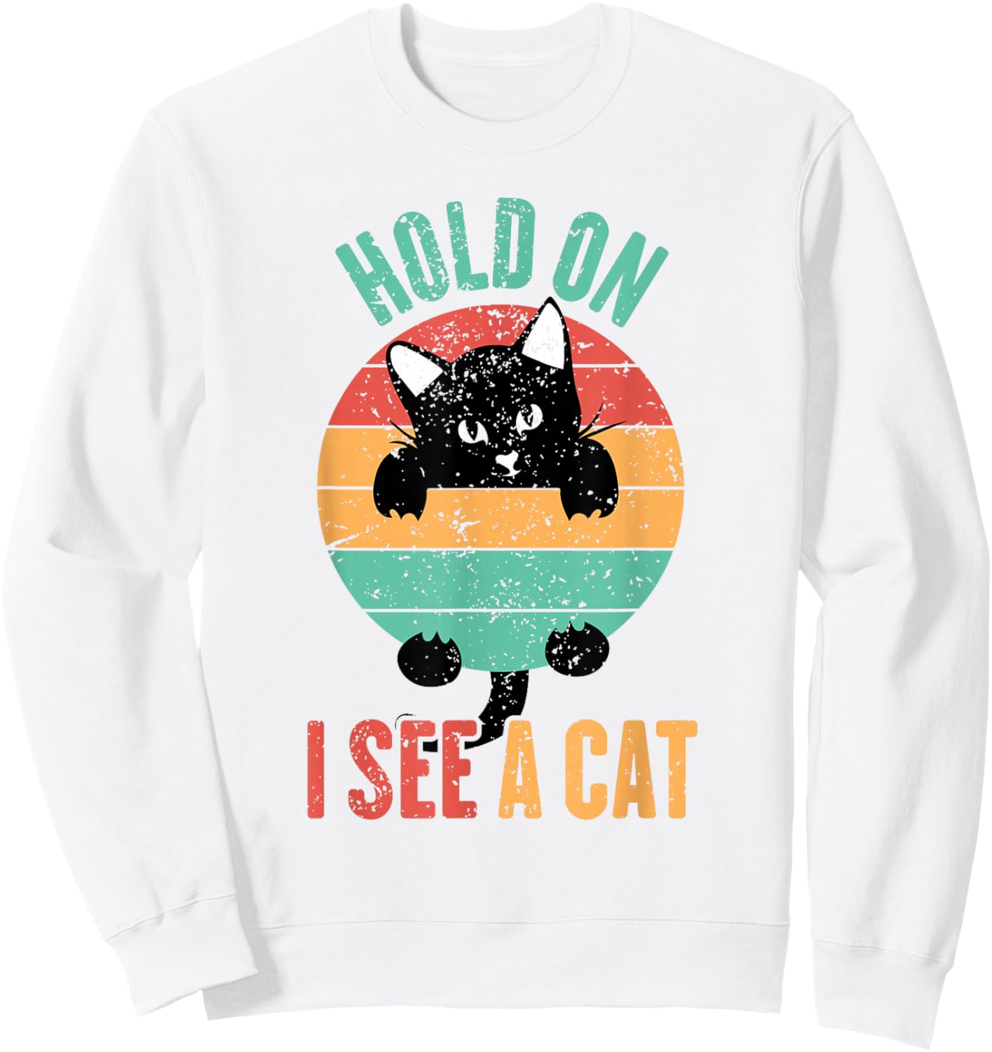 Hold On I See A Cat, Funny Sarcastic Sayings Cat Lovers Sweatshirt - Sweatshirt | White