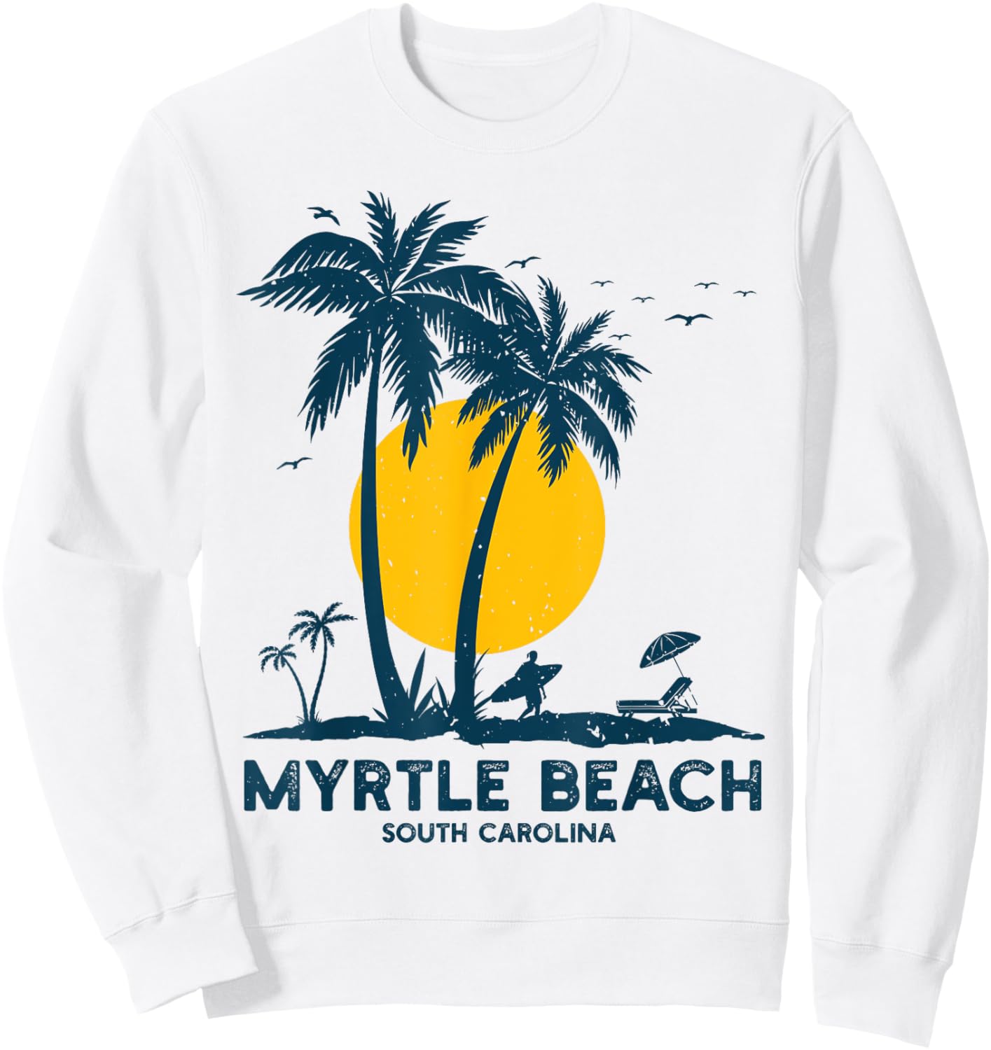 Family Vacation Retro Sunset South Carolina Myrtle Beach Sweatshirt - Sweatshirt | White