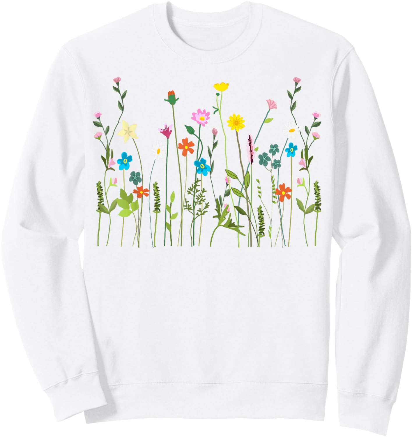 Vom Garten inspiriertes mit Blumendruck, Wildblume, Sommerblüte Sweatshirt - Sweatshirt | White