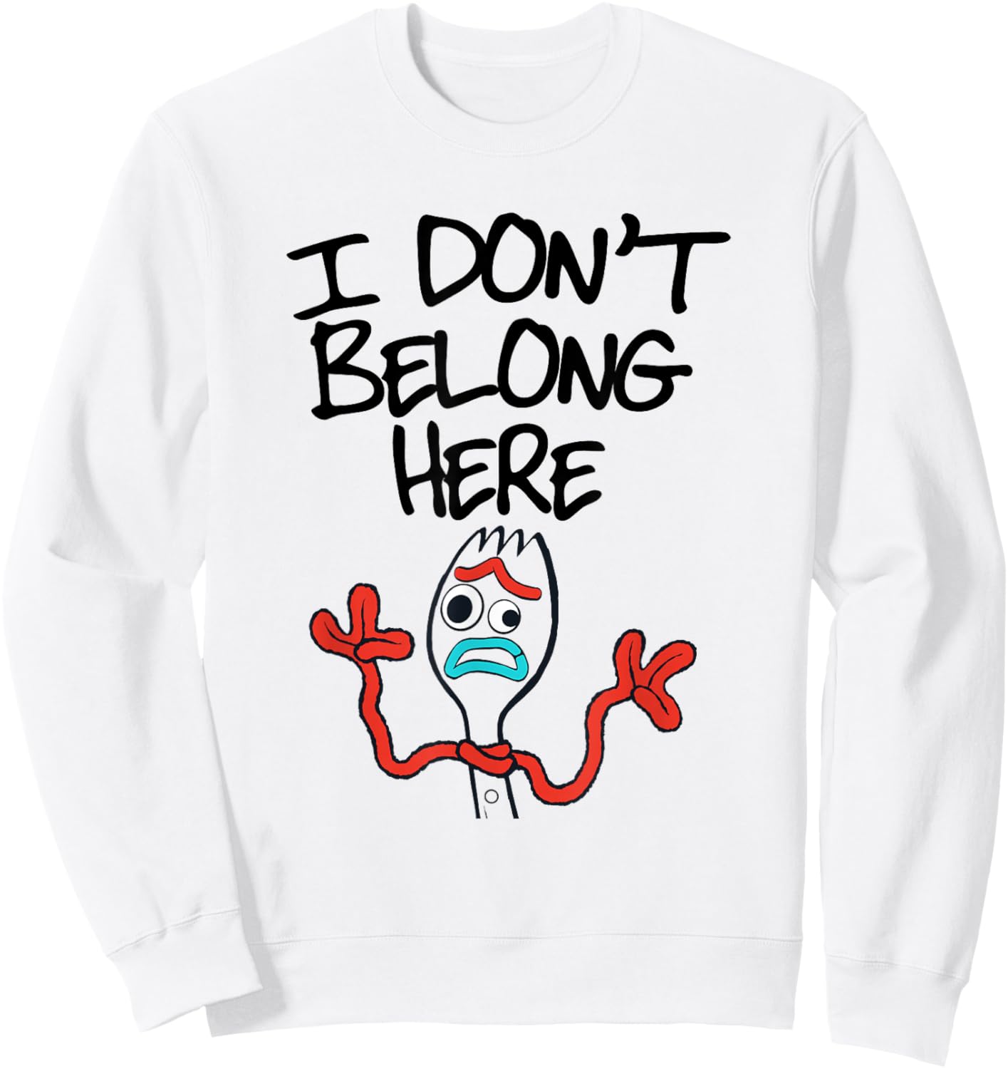 Disney Pixar Toy Story 4 Forky I Don't Belong Here Poster Sweatshirt - Sweatshirt | White