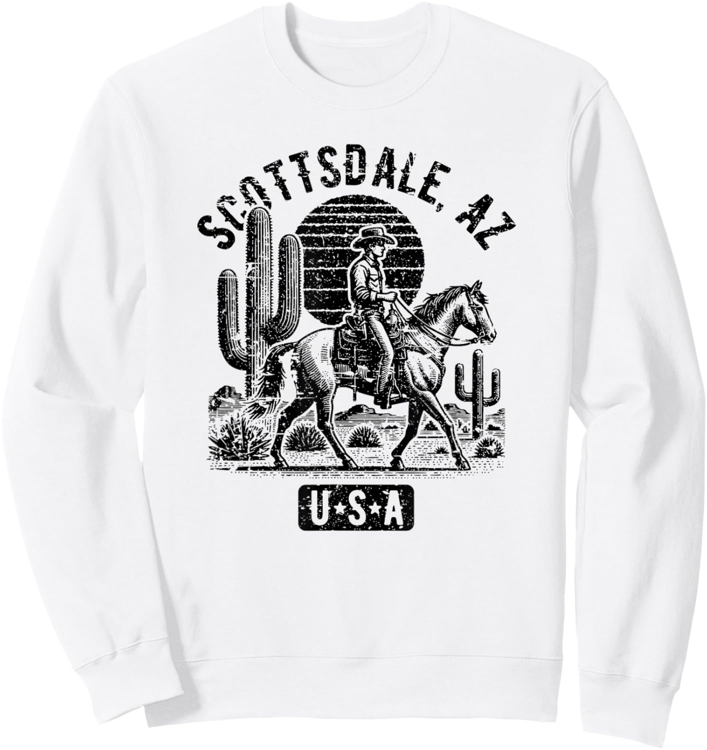 Scottsdale Arizona USA Cowboy Horse Vintage Style Design Sweatshirt - Sweatshirt | White