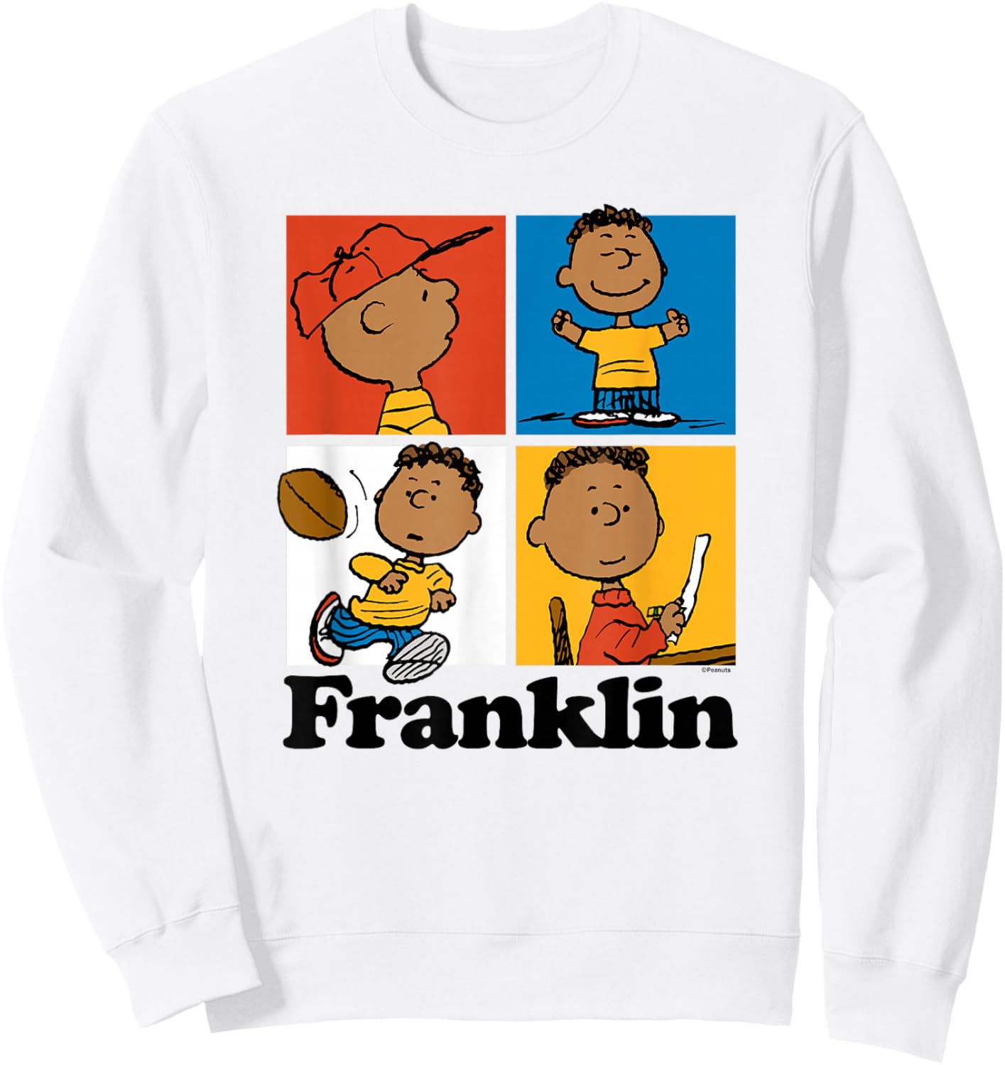 Peanuts Franklin Armstrong Grid , Blue, Small Sweatshirt - Sweatshirt | White