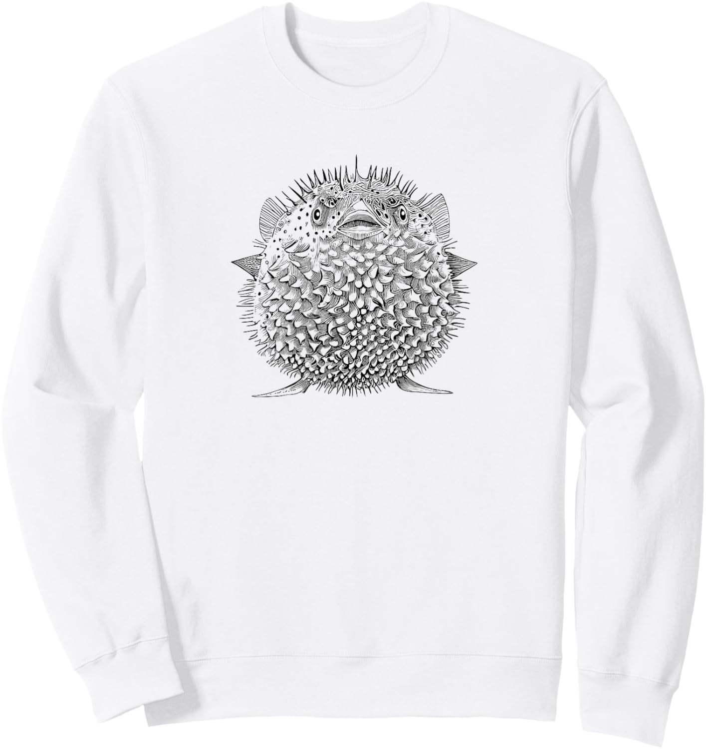 Vintage Retro Illustration Puffer Fish Lover Sweatshirt - Sweatshirt | White