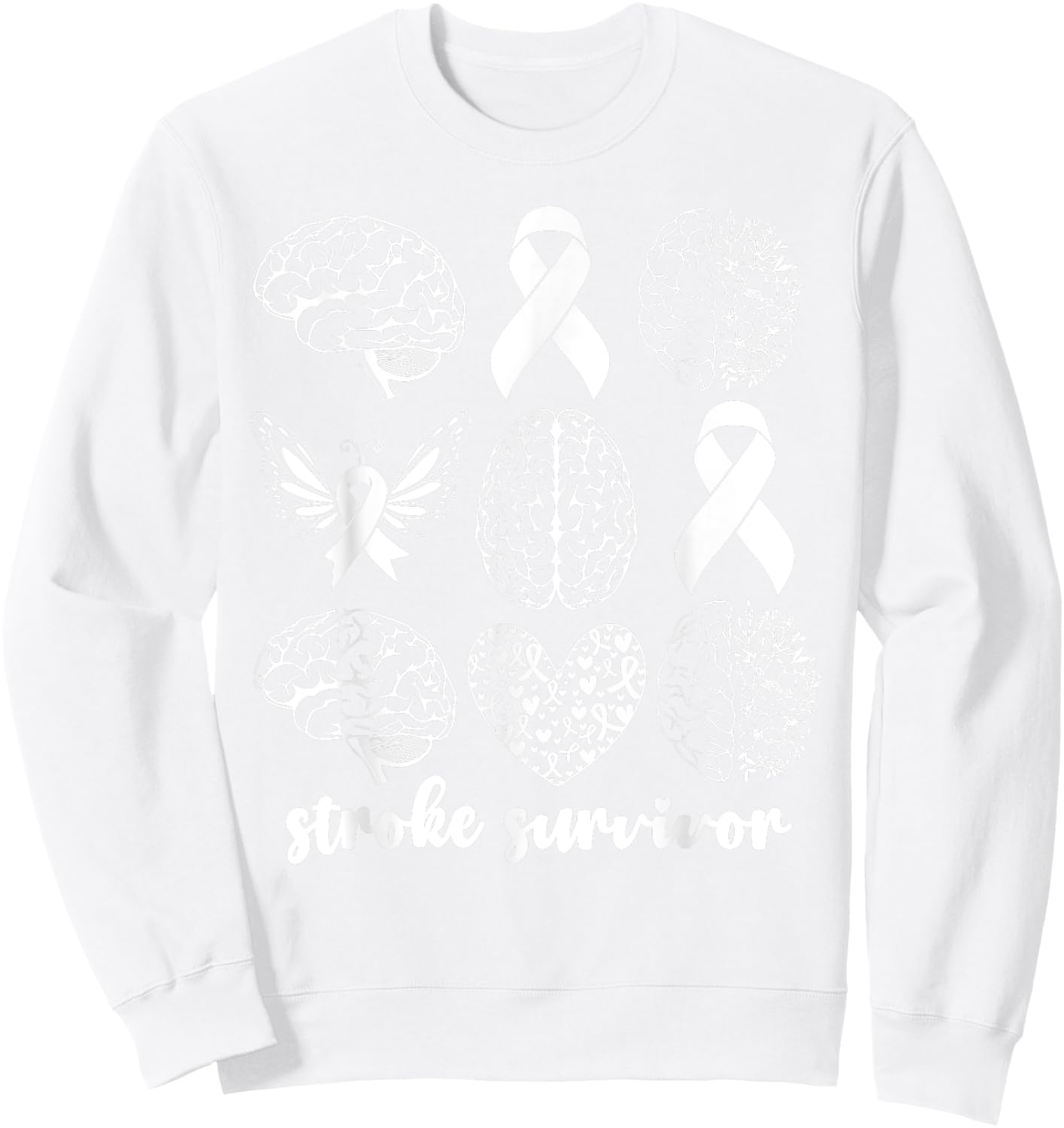 Stroke Survivor Women Brain Attack Stroke Awareness Month Sweatshirt - Sweatshirt | White
