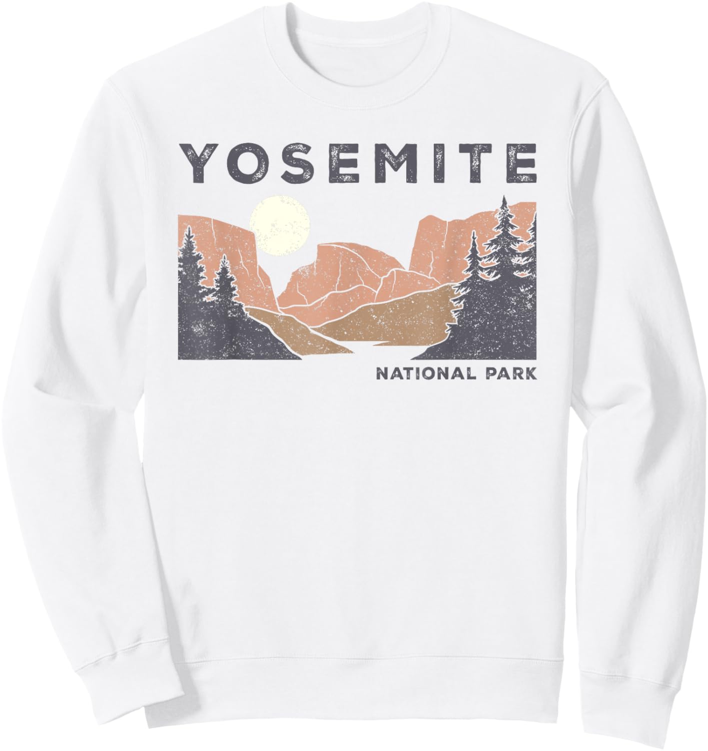 Retro Yosemite Half-Dome National Park Vintage Sweatshirt - Sweatshirt | White
