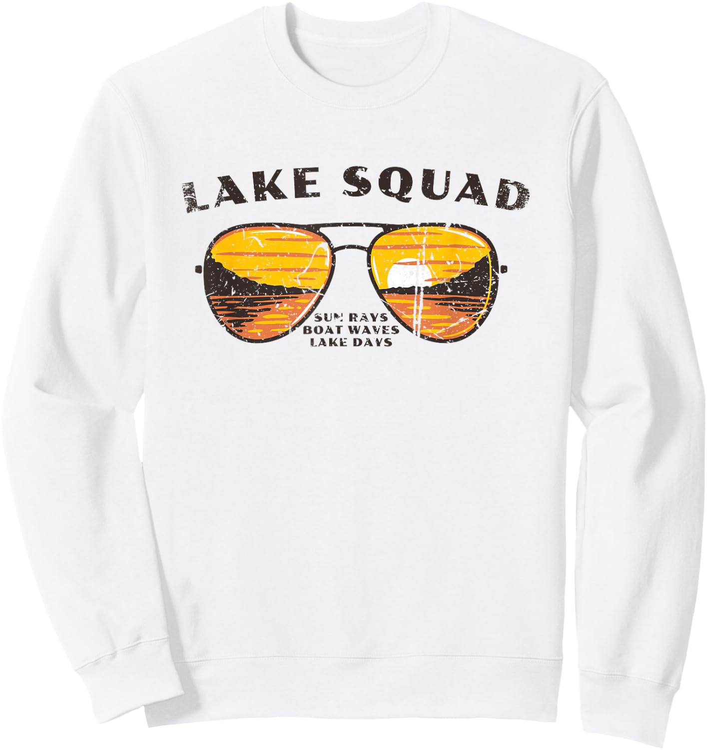 Lake Squad Matching Group Sunset Scene Sunglasses Sweatshirt - Sweatshirt | White