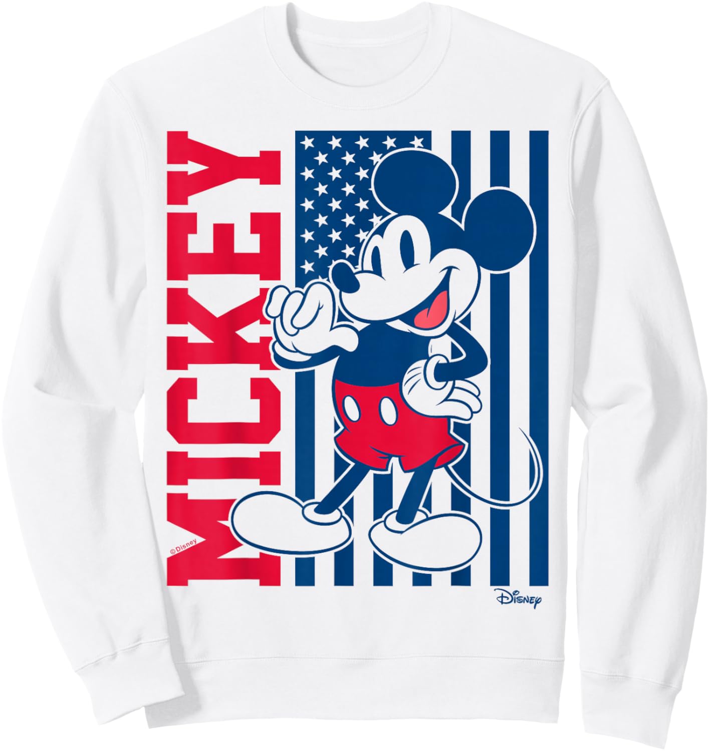 Mickey Mouse - American Flag Fourth of July Sweatshirt - Sweatshirt | White