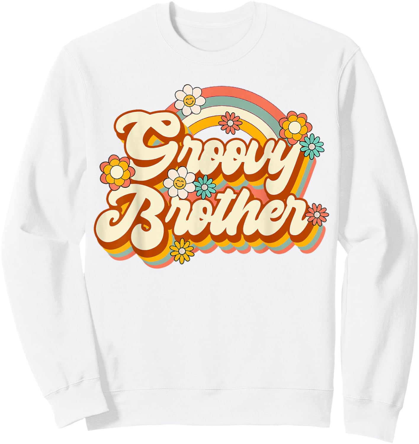 Retro Groovy Brother Family Birthday 60s 70s Hippie Costume Sweatshirt - Sweatshirt | White