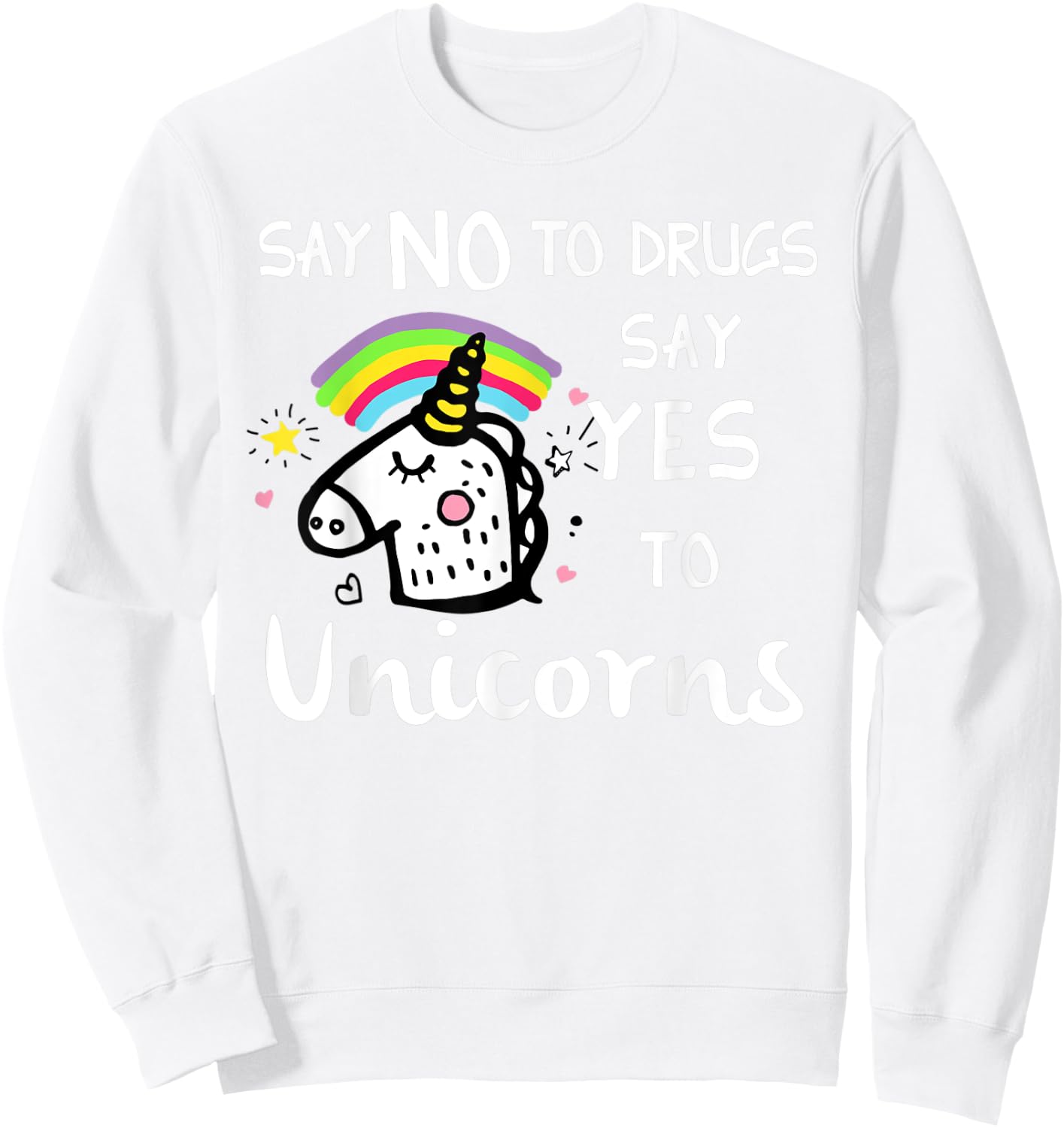Red Ribbon Week Kids Youth Say No Say Yes to Unicorns Sweatshirt - Sweatshirt | White